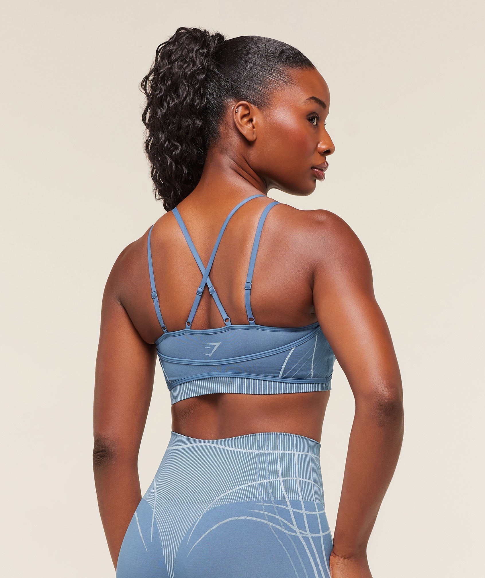 Gymshark Apex Seamless Strappy Sports Bra - Worn Blue/Gentle Blue