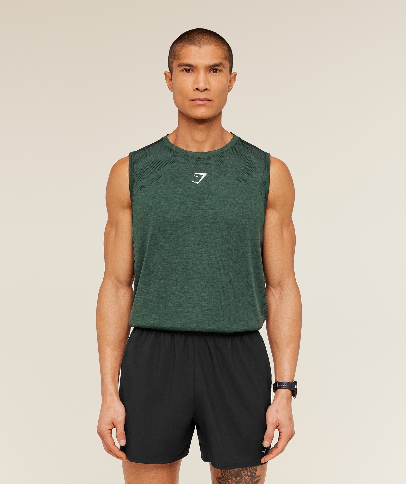 Gymshark Lightweight Seamless Tank - GS Victory Green/ Marl