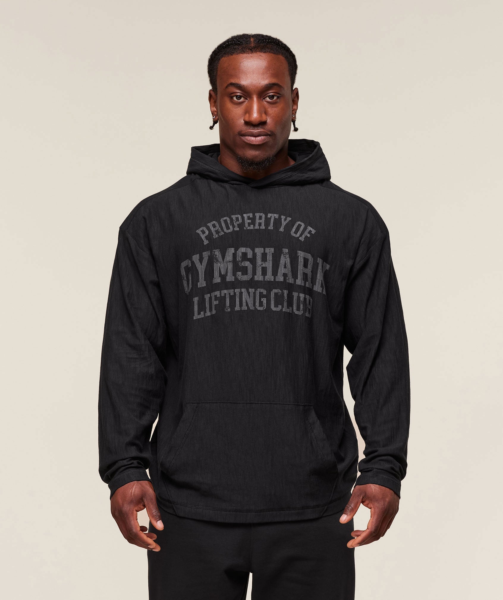 Gymshark Lightweight Slub Textured Hoodie - Black