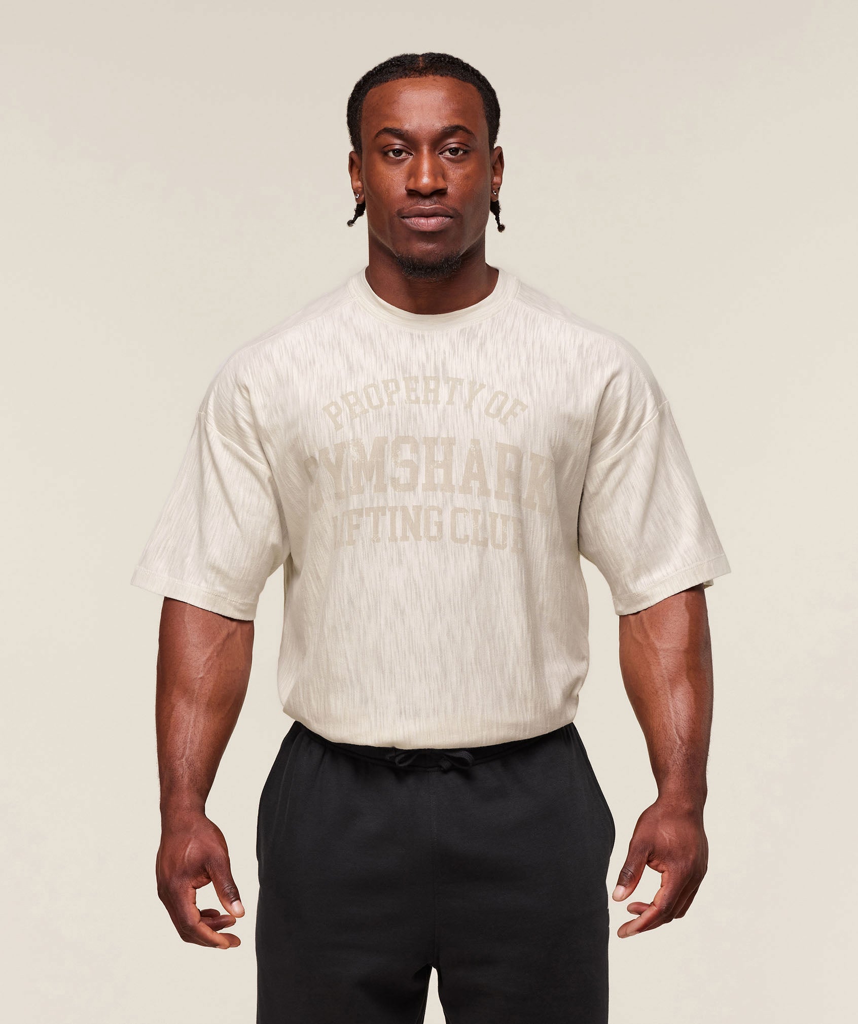 Gymshark Lightweight Slub Textured T-Shirt - Oat White