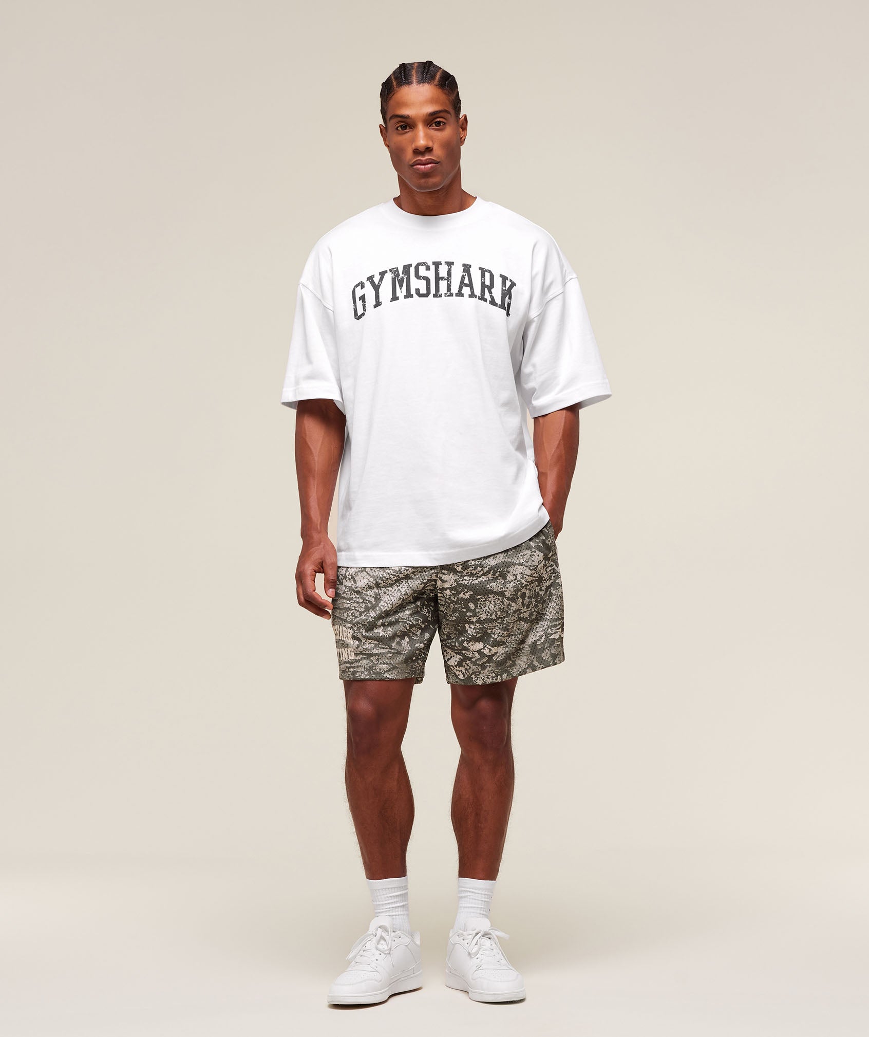 Gymshark Lifting Mesh 7" Shorts - Camo Brown