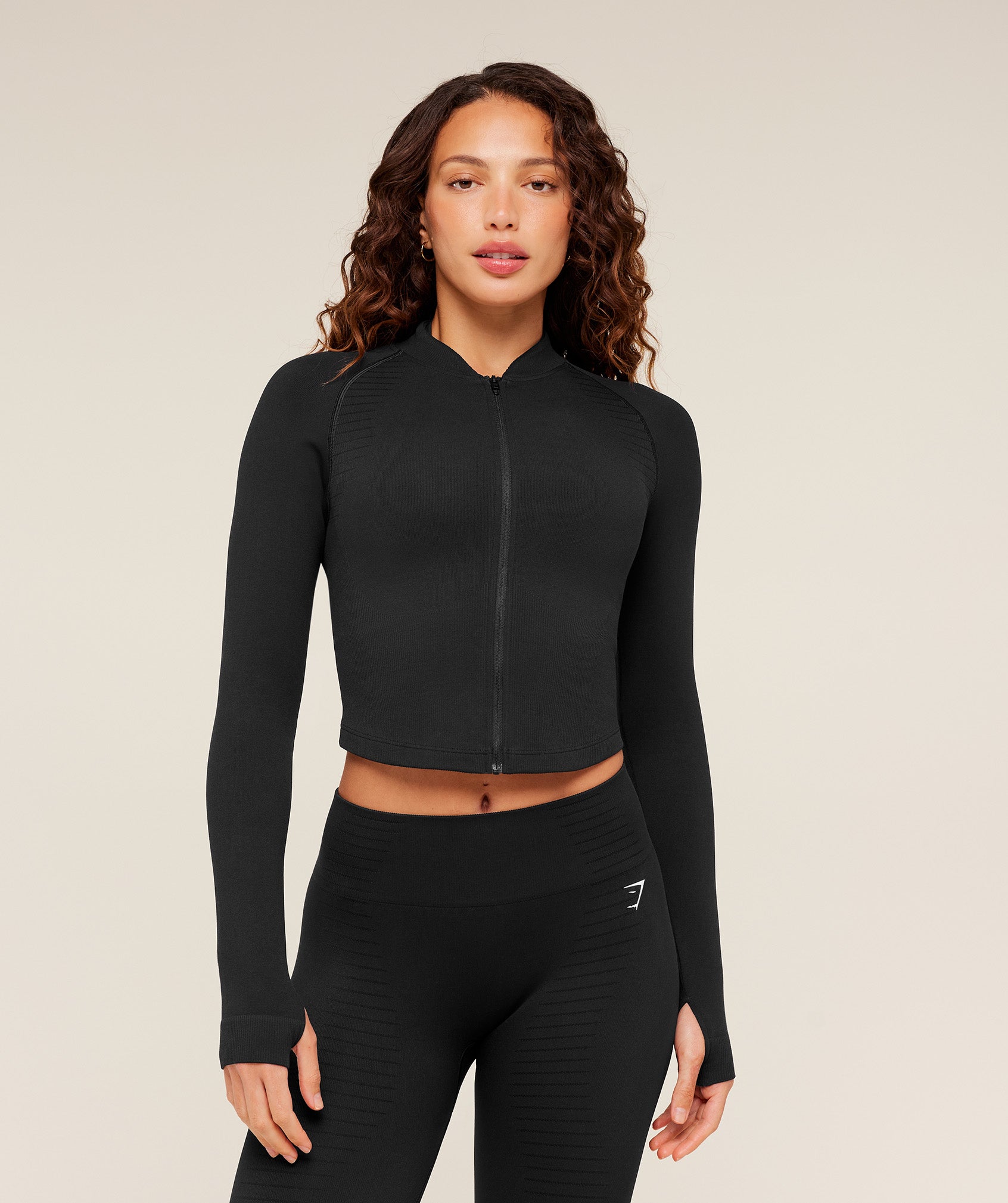 Gymshark Steel Seamless Zip Up Top - GS Black