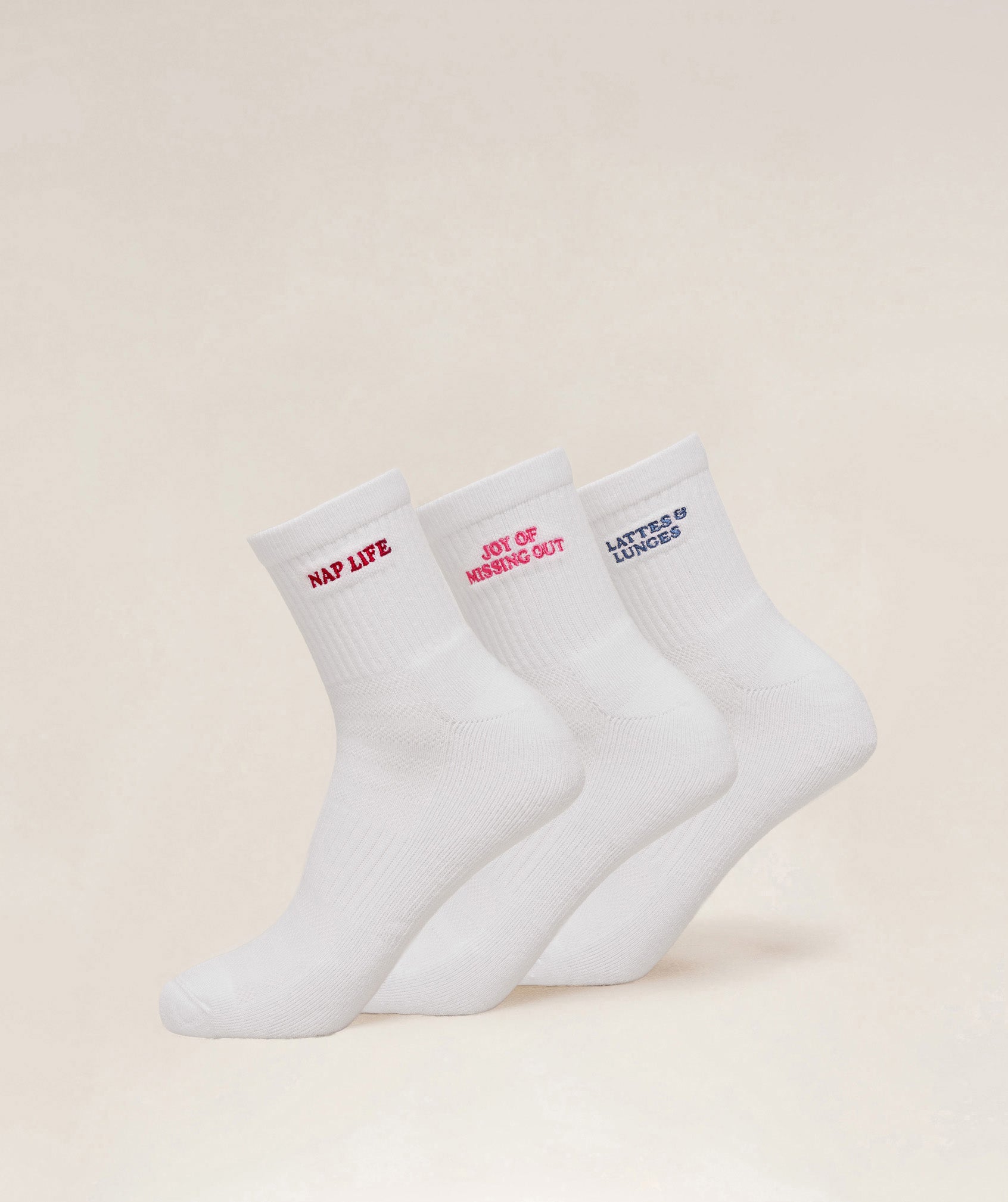 Gymshark Lattes and Lunges Multi Graphic Midi 3pk - White