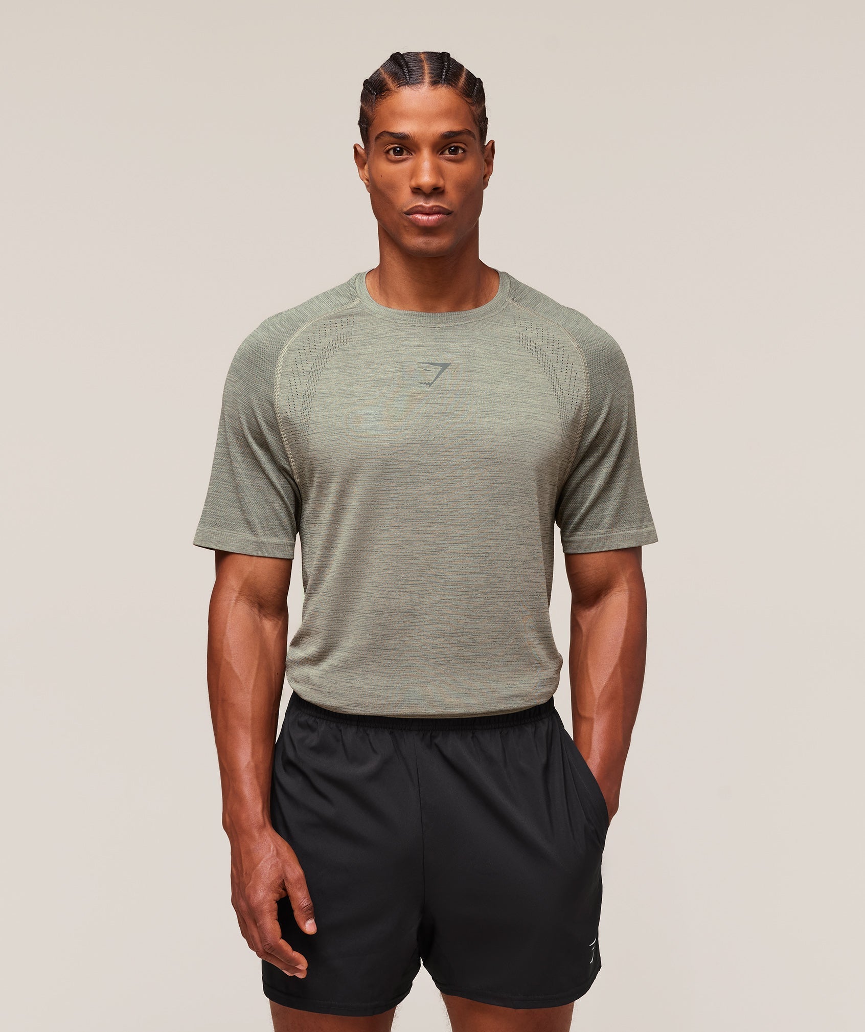 Gymshark Versatile Seamless T-Shirt - Chalk Green/Slate Teal