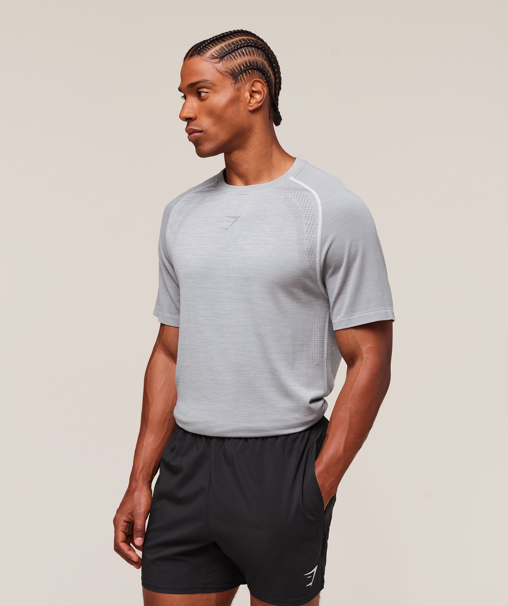 Gymshark Versatile Seamless T-Shirt - Light Grey/Smokey Grey