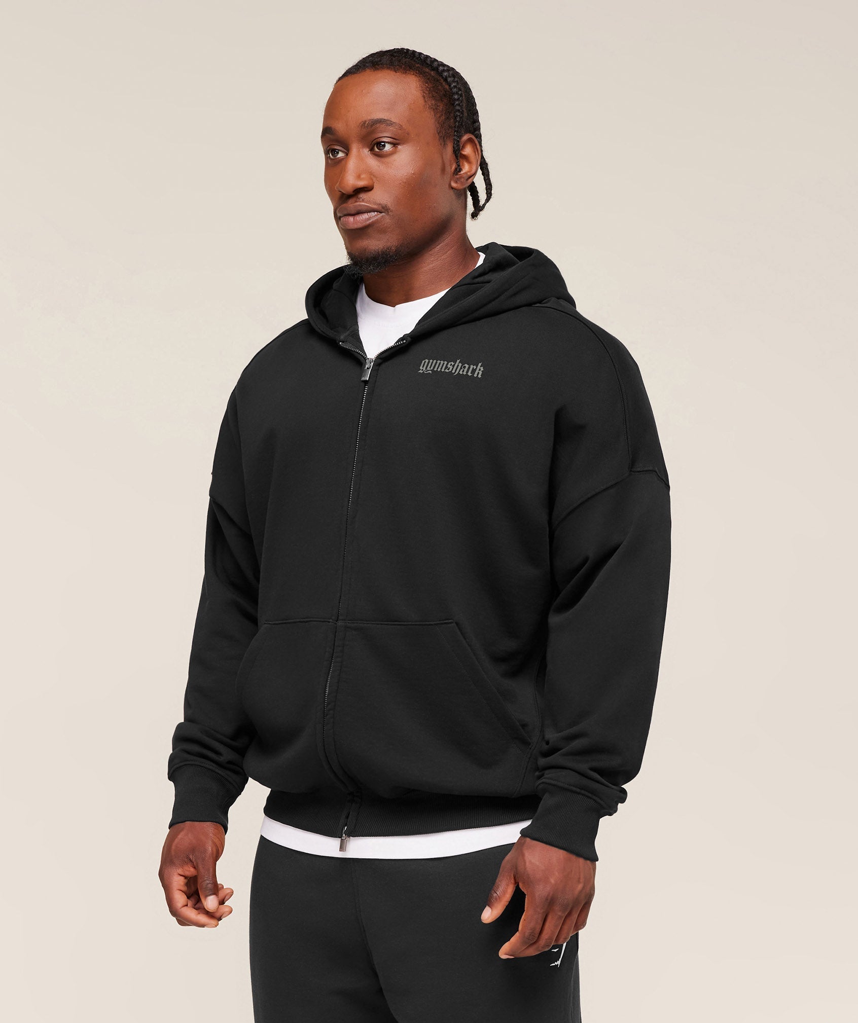 Gymshark Olde English Zip Up Hoodie - Black