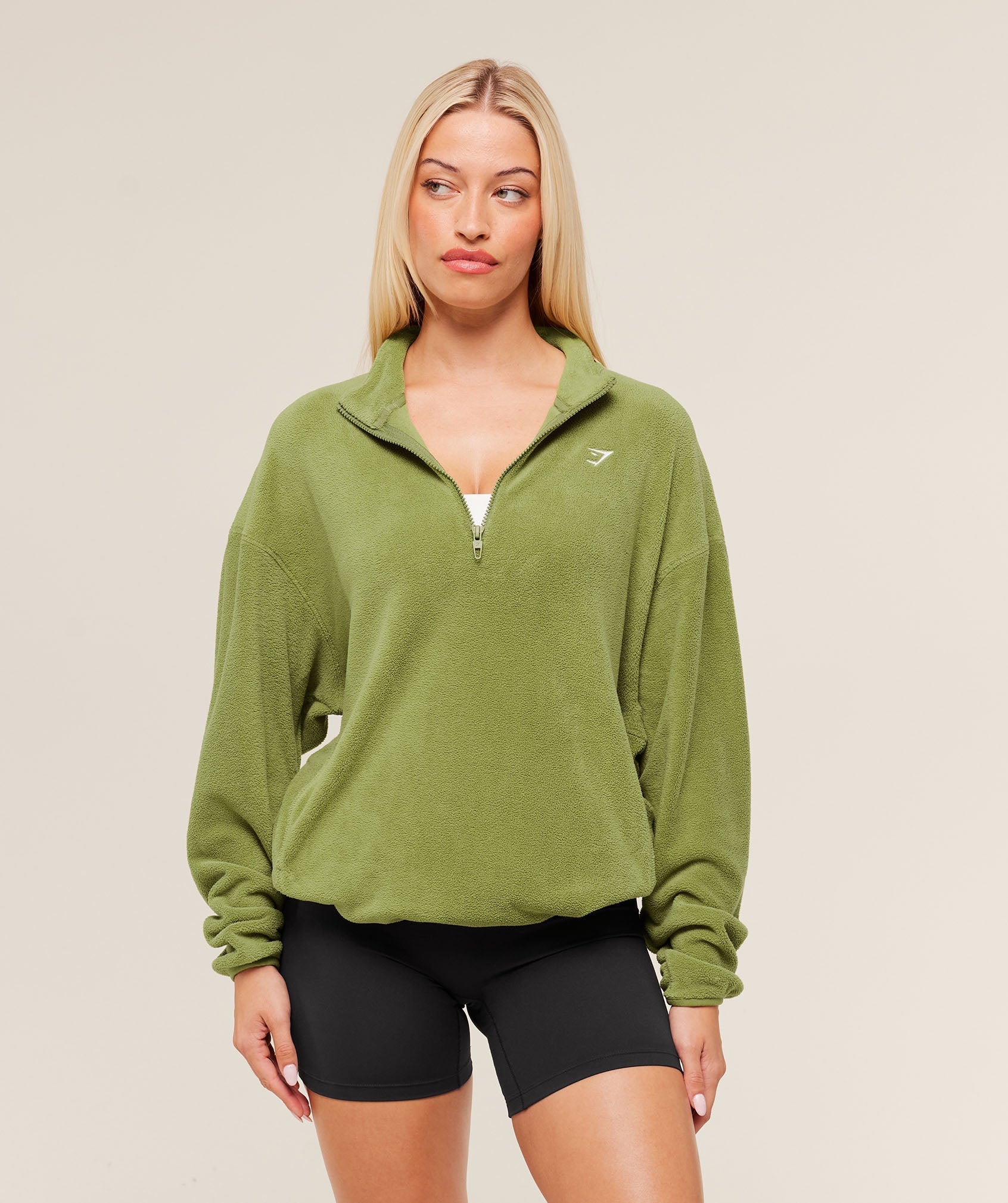 Gymshark Polar Fleece 1/4 Zip - Khaki Green