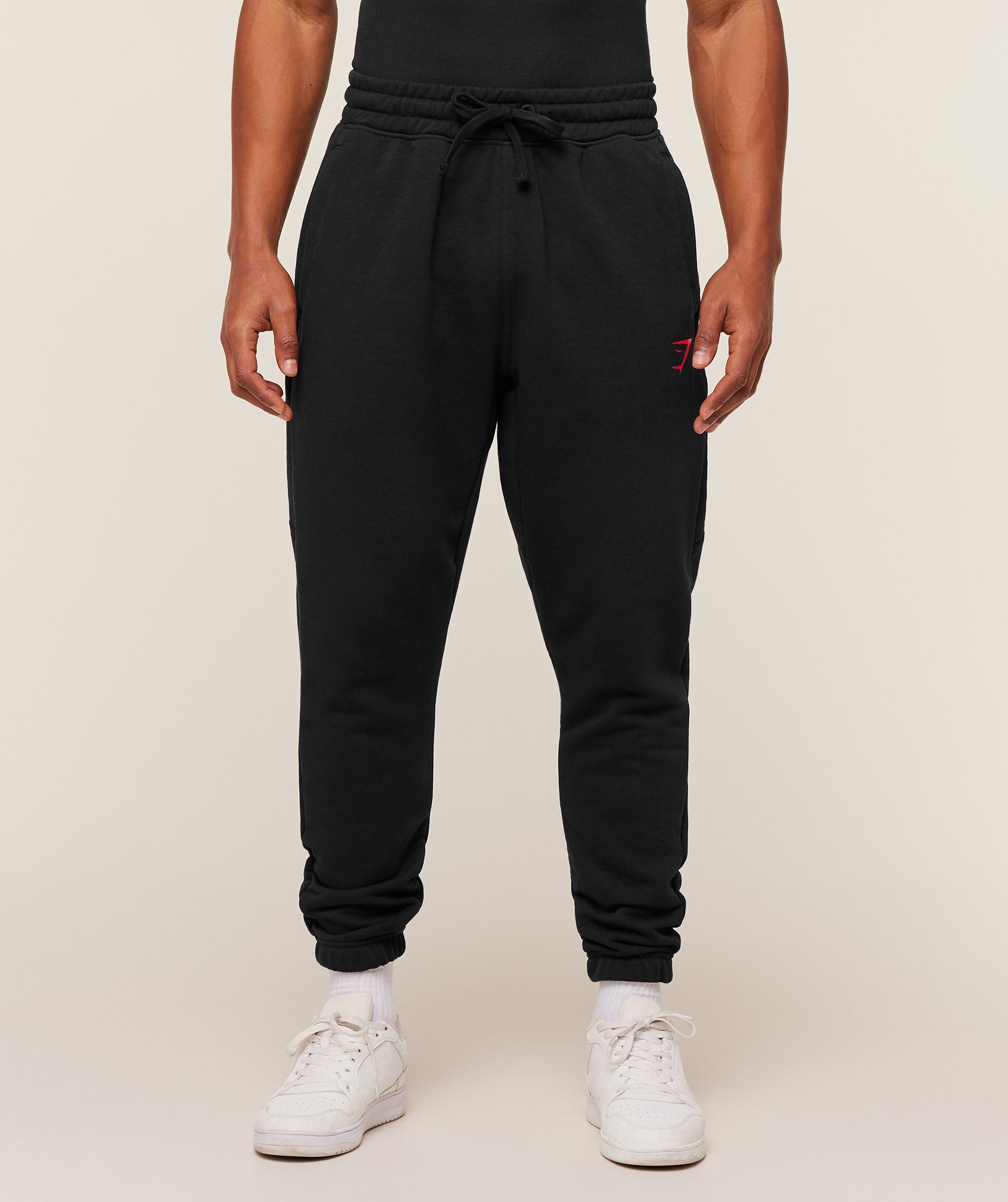 Gymshark Power Wordmark Joggers - Black/Conditioning Red