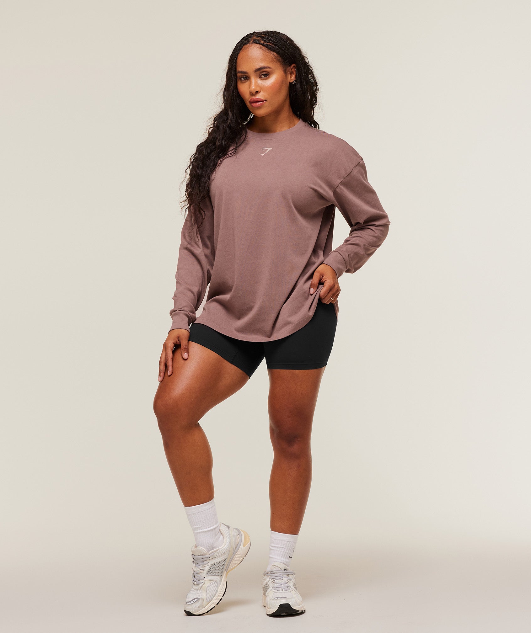 Gymshark Power Long Sleeve Top - Chestnut Pink/Dusk Pink