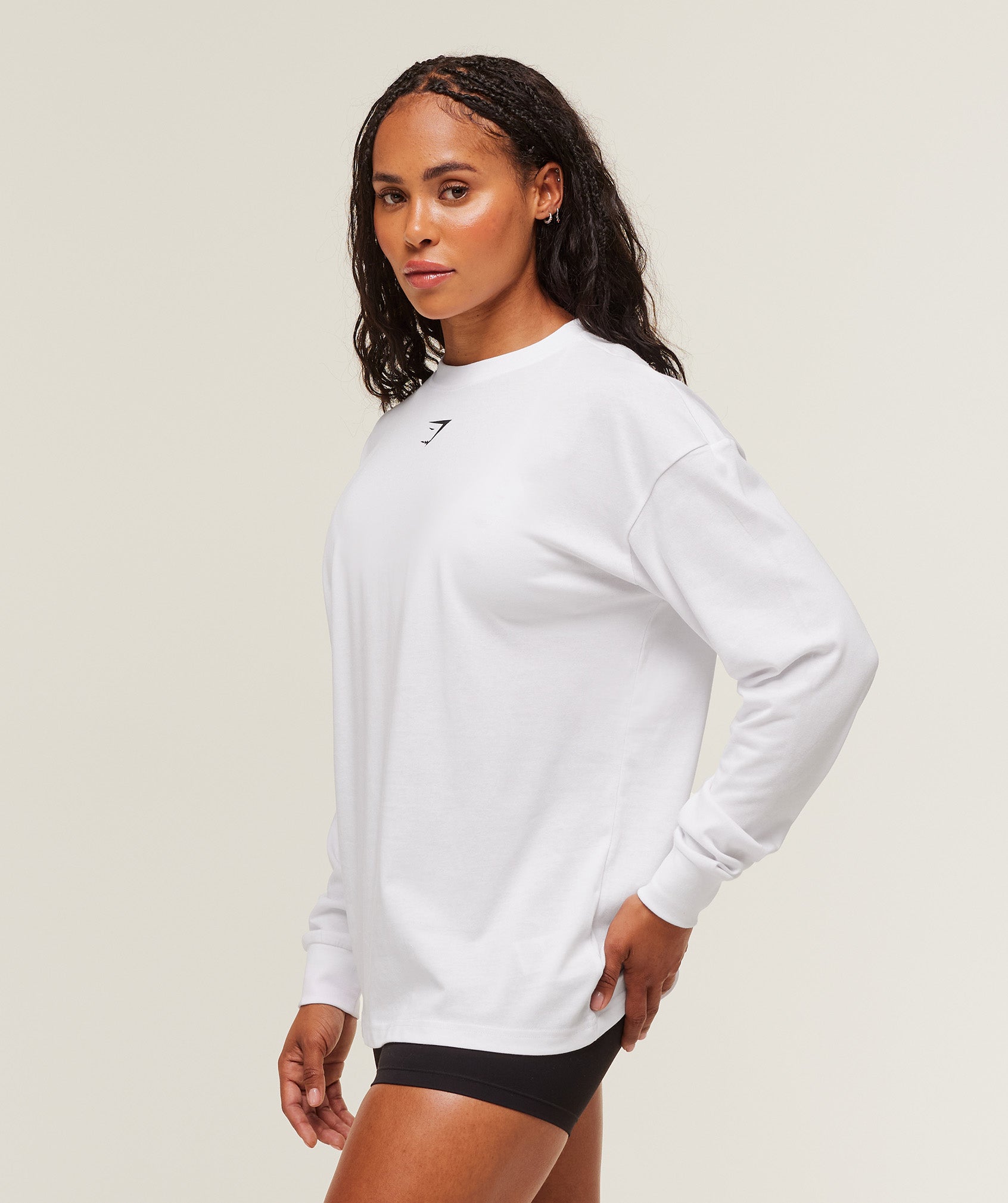 Gymshark Power Long Sleeve Top - White/Black