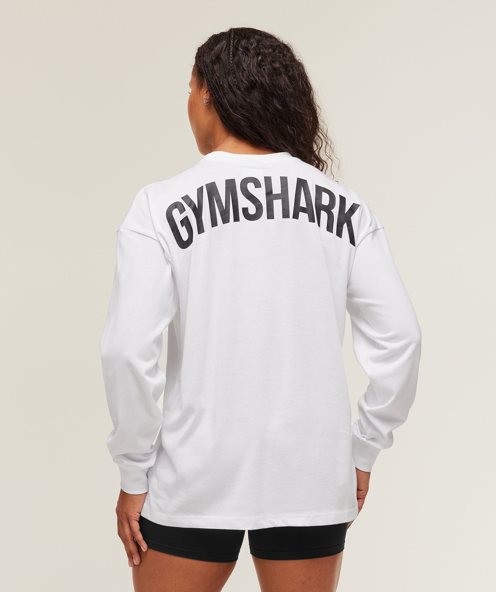 Gymshark Power Long Sleeve Top - White/Black