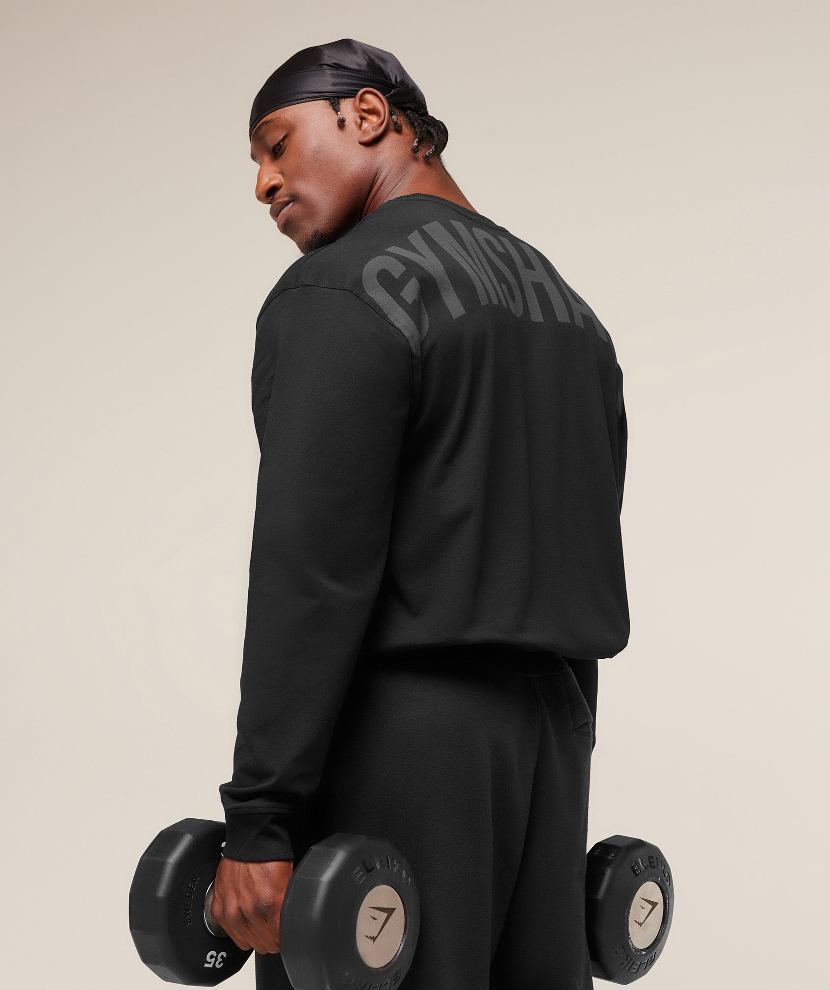 Gymshark Power Long Sleeve T-Shirt - Black/Asphalt Grey