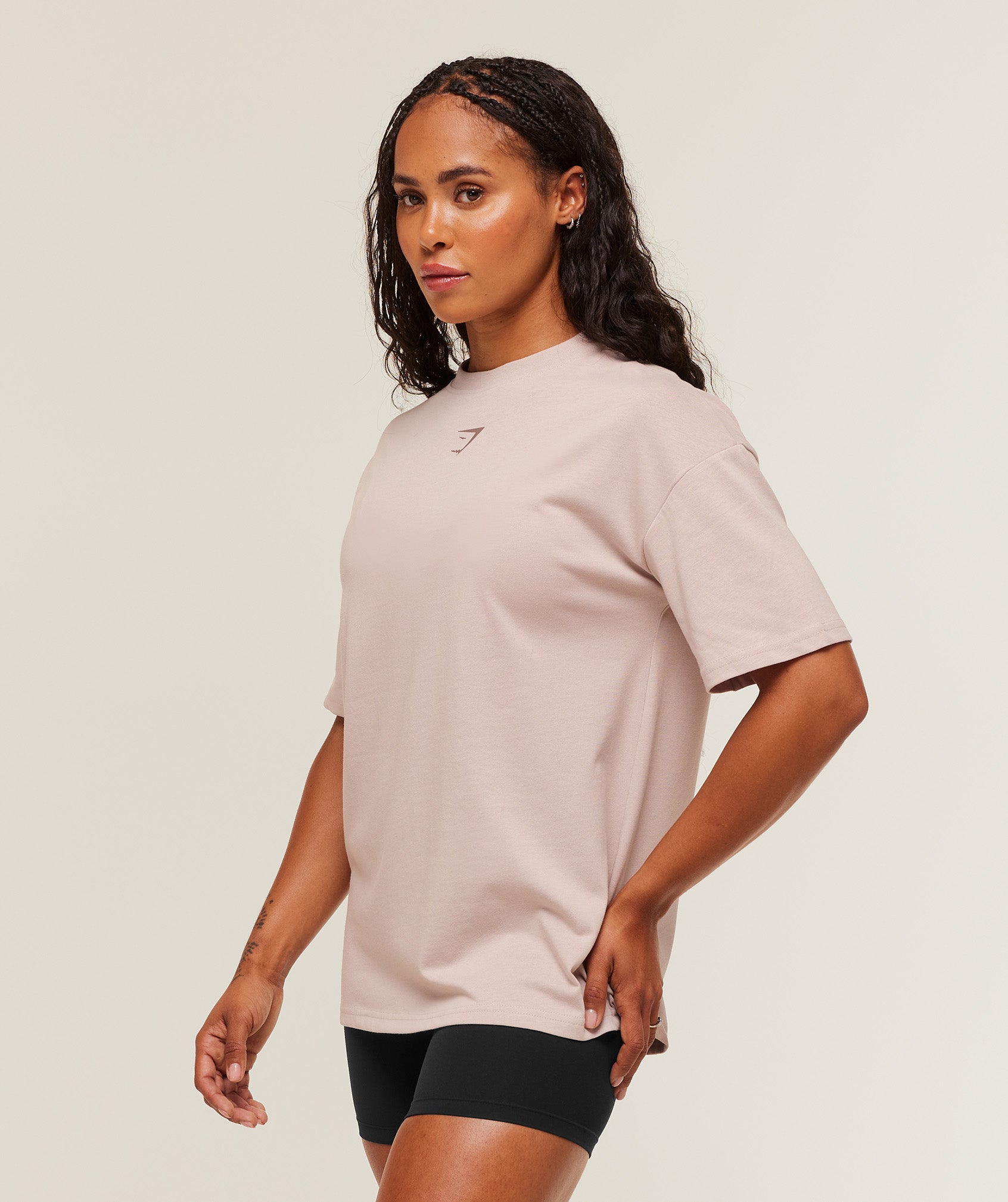 Gymshark Power Oversized T-Shirt - Dusk Pink/Chestnut Pink