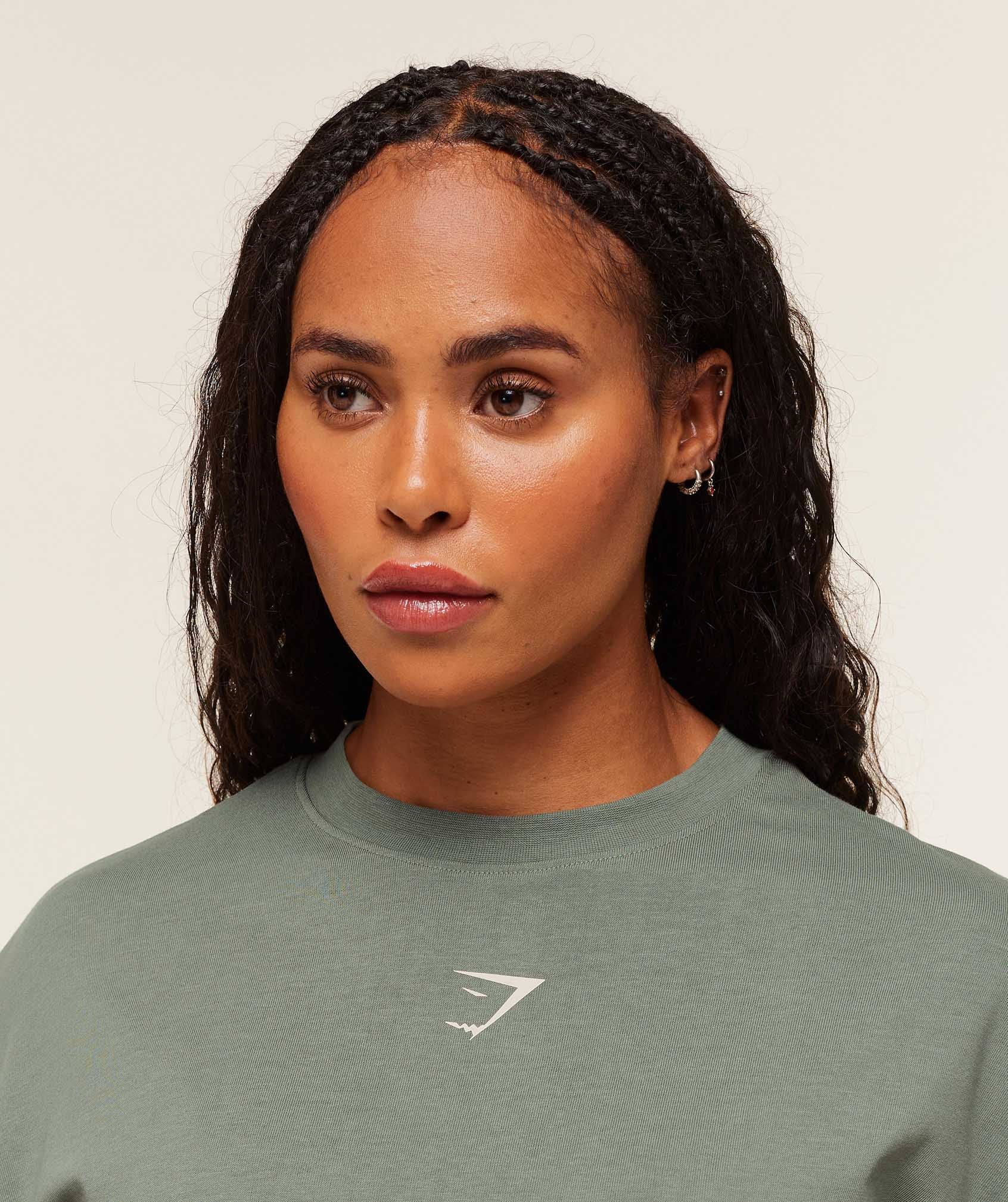 Gymshark Power Oversized T-Shirt - Unit Green/Oat White