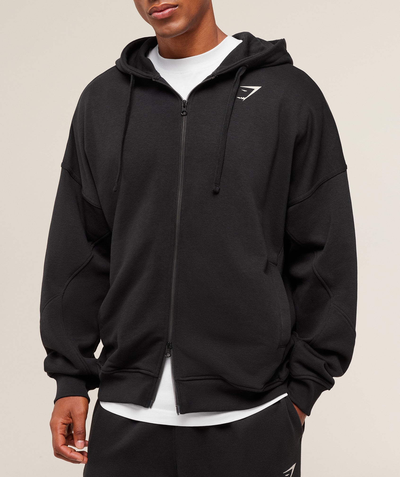 Gymshark Power Zip Up Hoodie - Black/Oat White