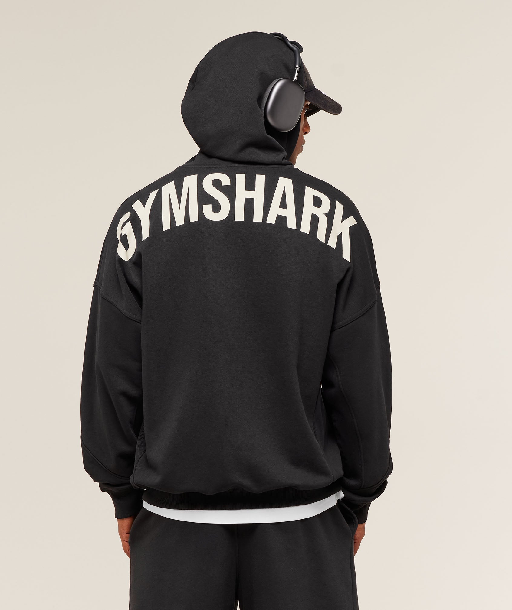 Gymshark Power Zip Up Hoodie - Black/Oat White