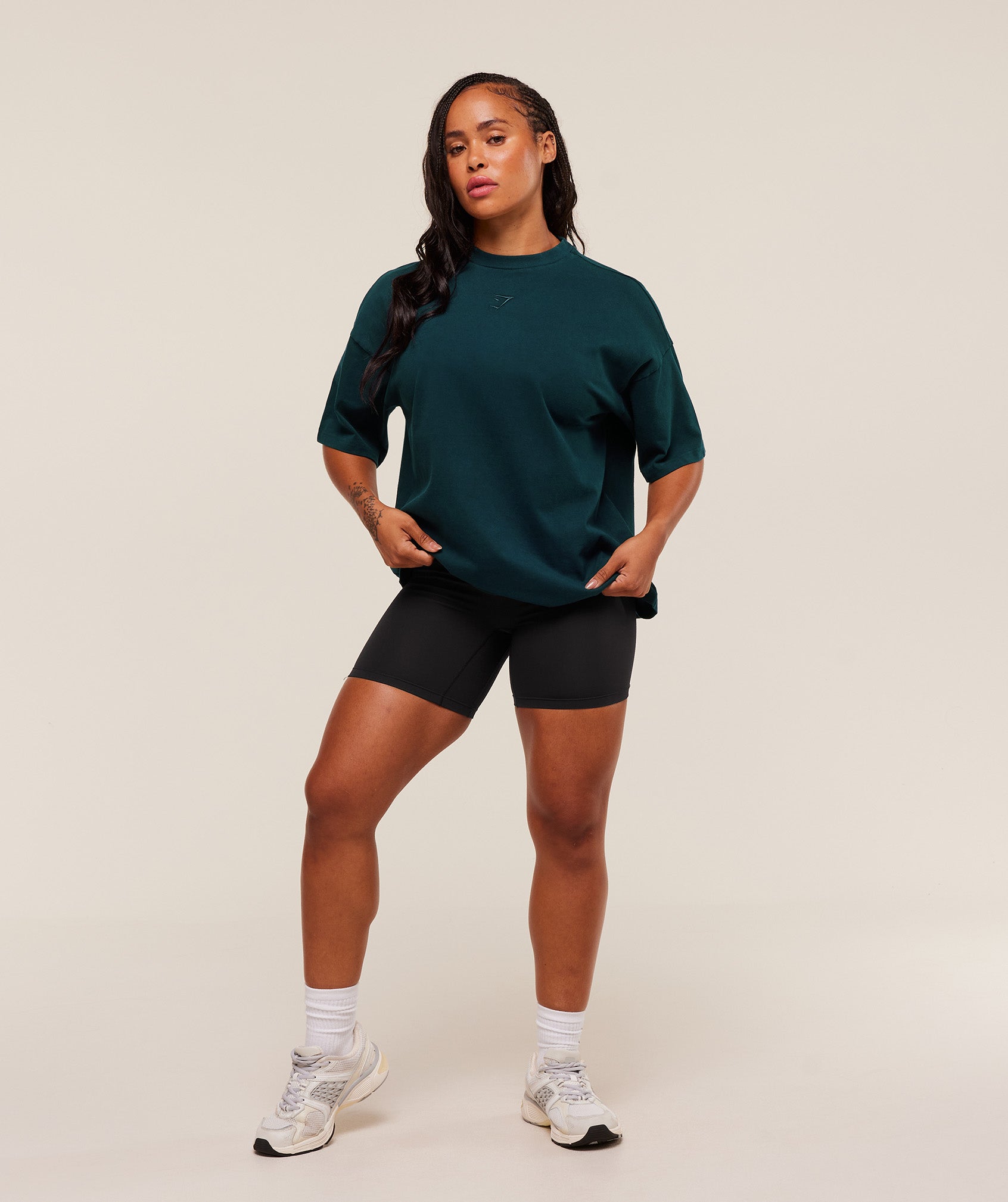 Gymshark Power Washed Oversized T-Shirt - Deep Petrol Blue/Acid Wash Small Ball