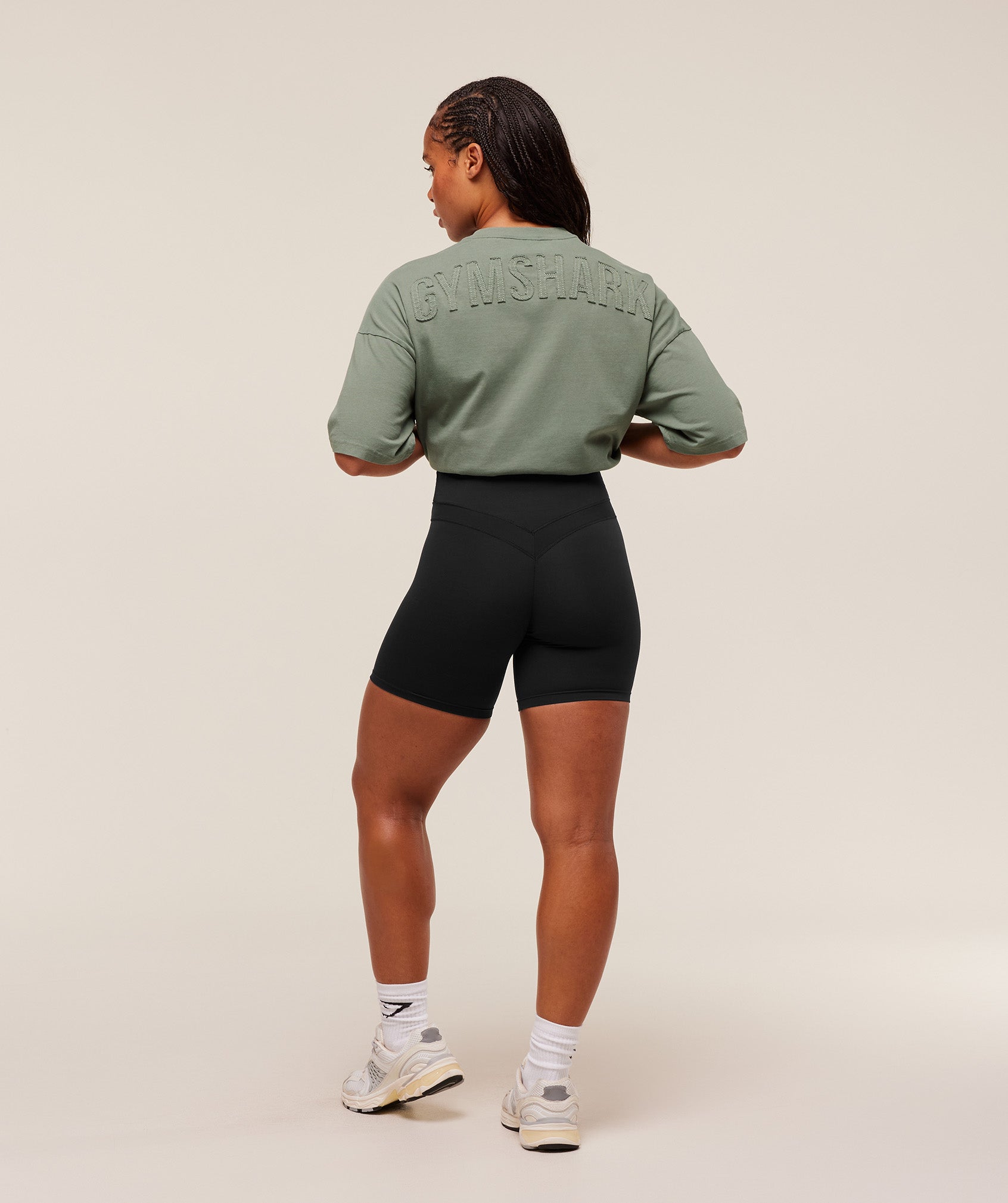 Gymshark Power Washed Oversized T-Shirt - Unit Green/Acid Wash Small Ball