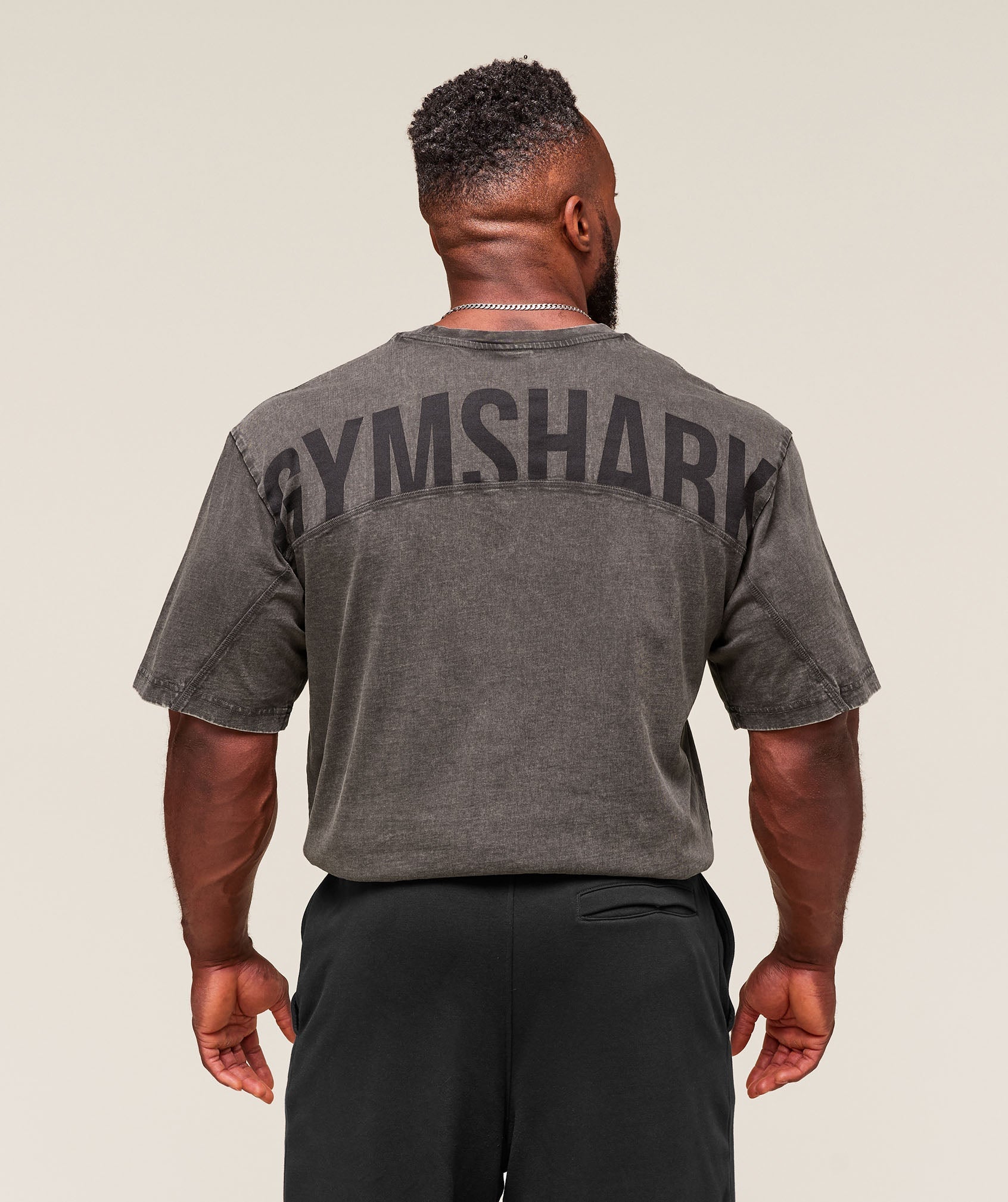 Gymshark Power Washed T-Shirt - Onyx Grey/Acid Wash Small Ball