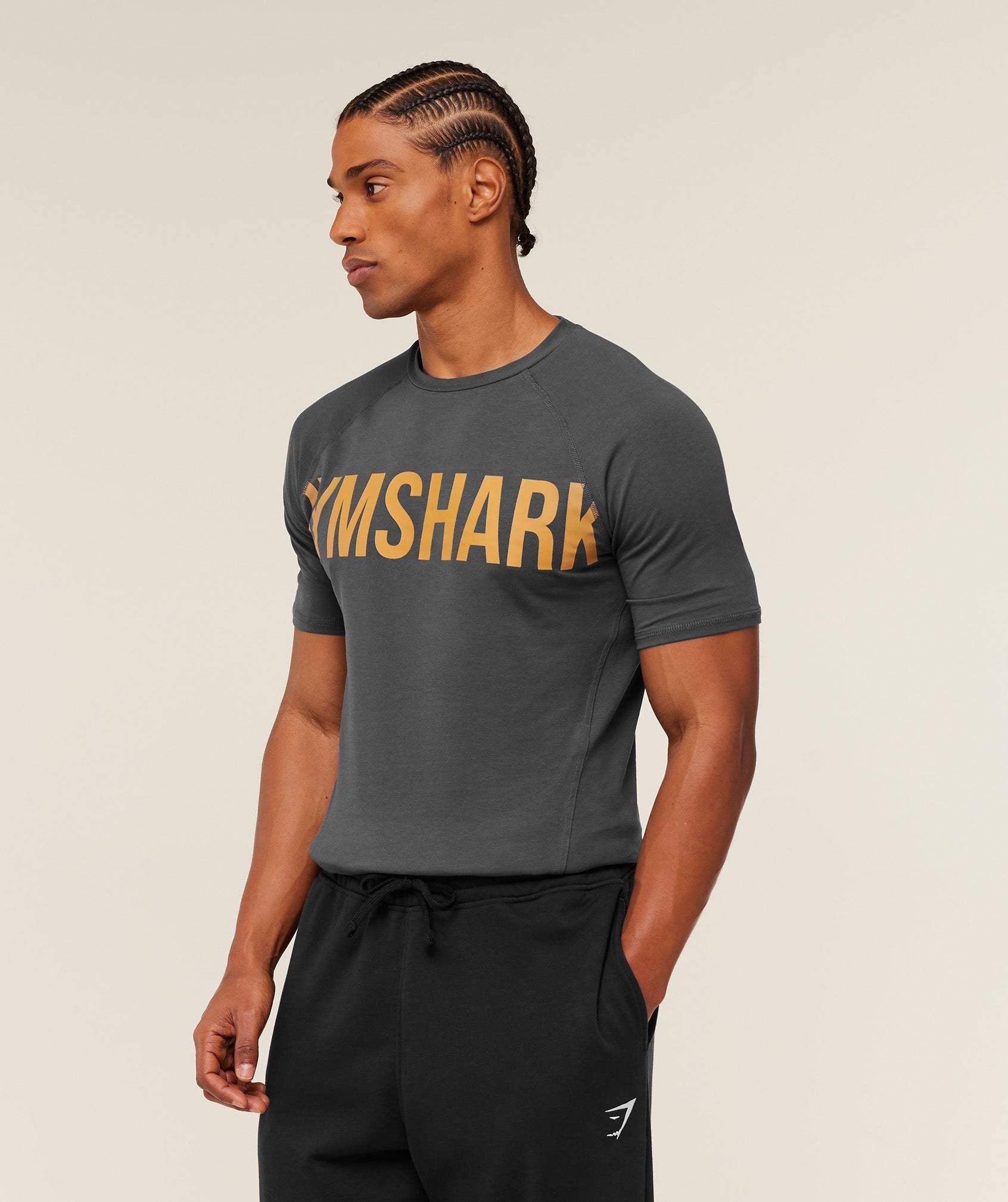 Gymshark Prime T-Shirt - Onyx Grey/Antique Gold