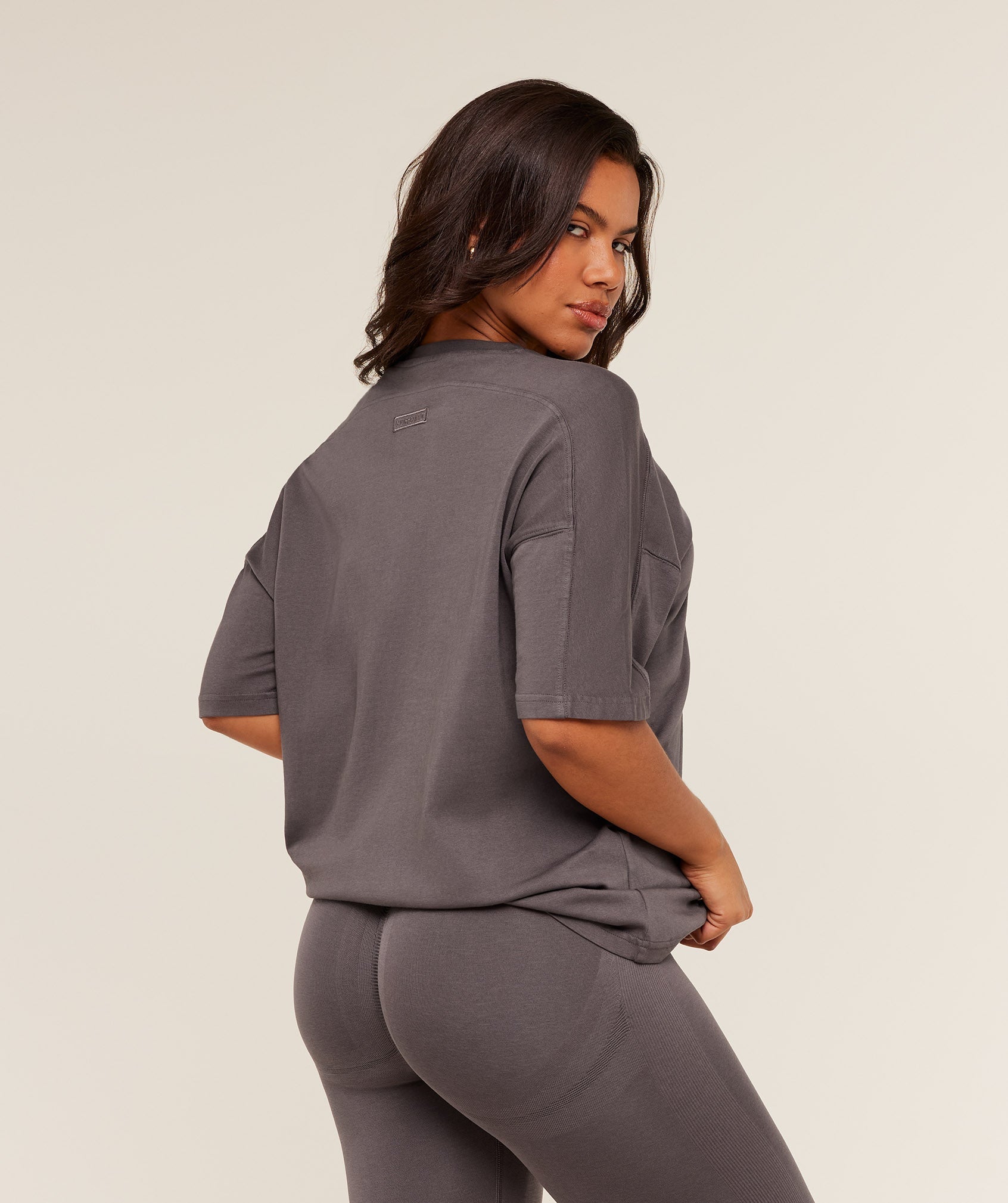 Gymshark Pump Cover Structured Fleece Top - GS Cool Brown/WASH