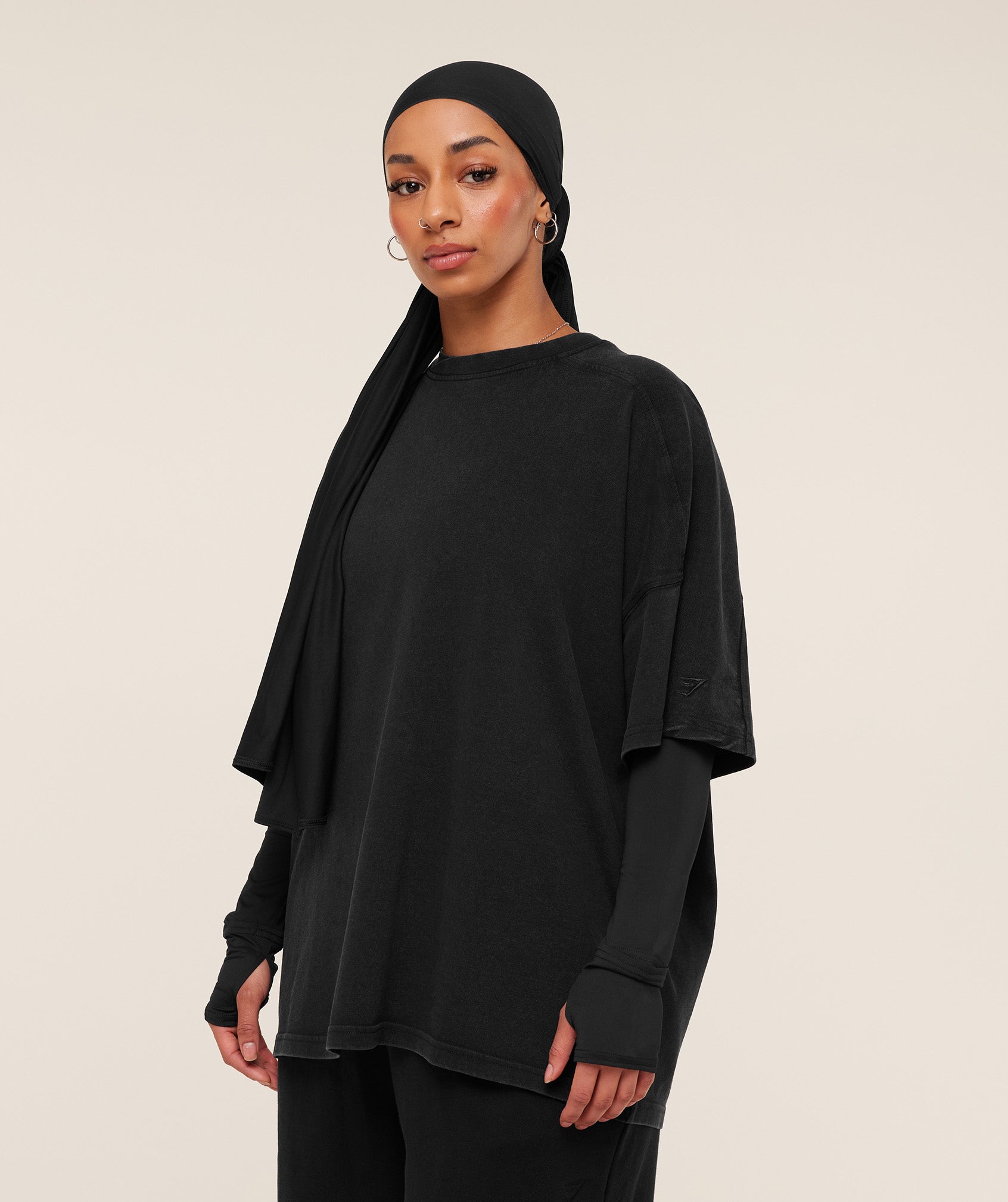 Gymshark Pump Cover Structured Fleece Top - Black/Wash