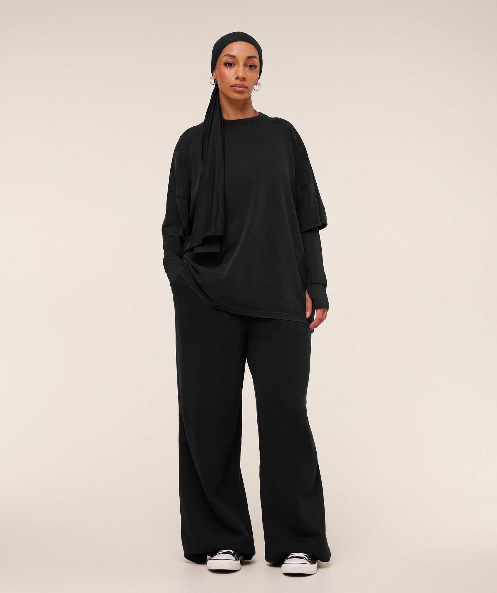 Gymshark Pump Cover Structured Fleece Top - Black/Wash