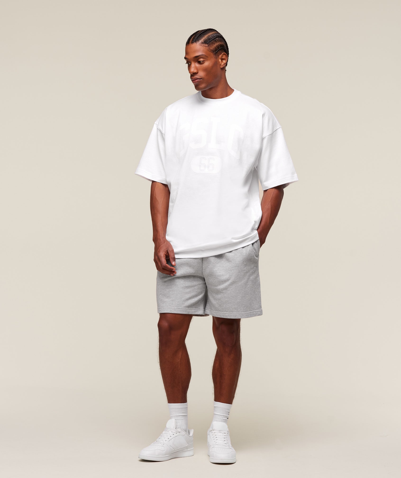 Gymshark Rest Day Essentials Shorts - Light Grey Core Marl