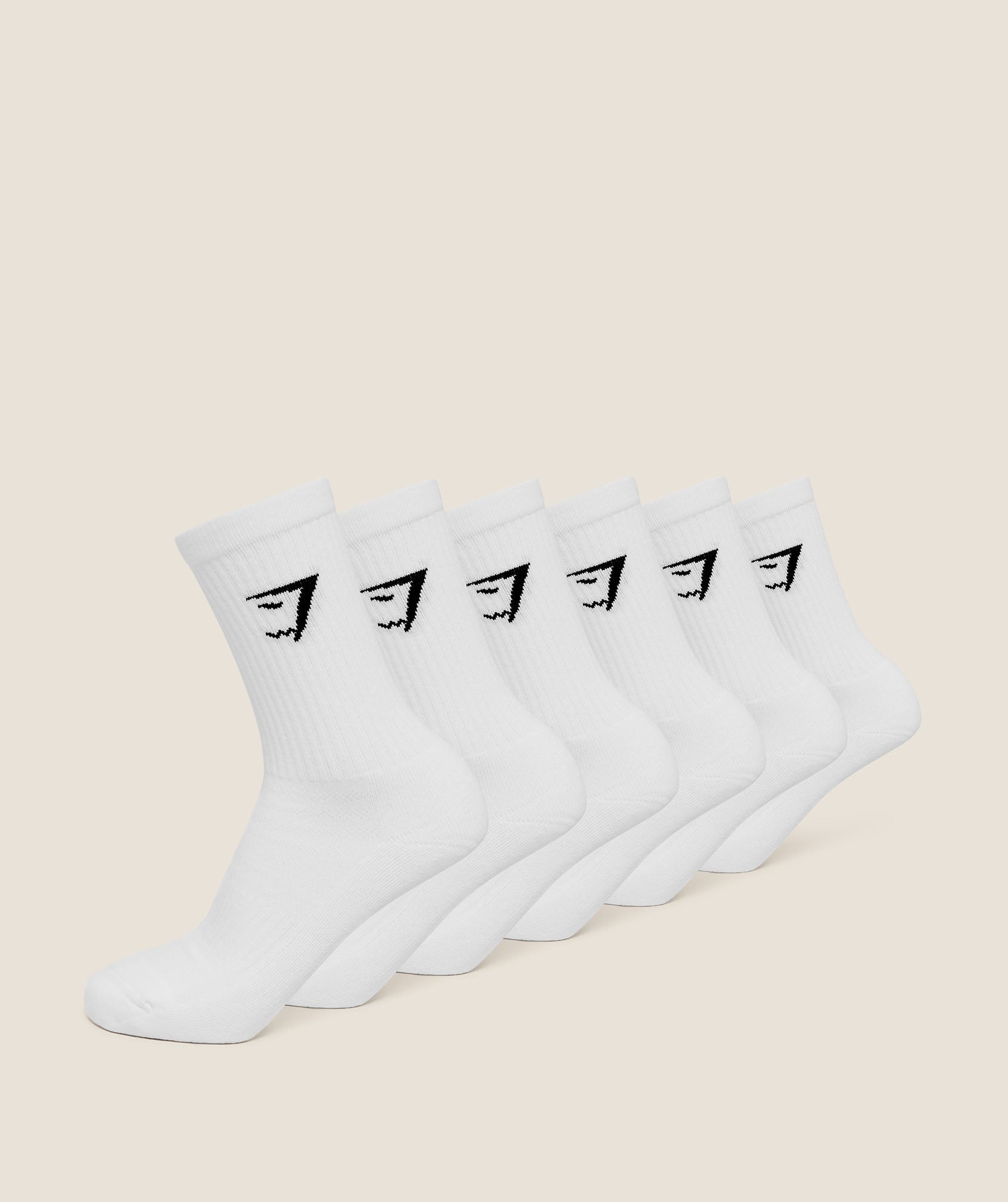 Gymshark Crew Socks 6pk - GS White