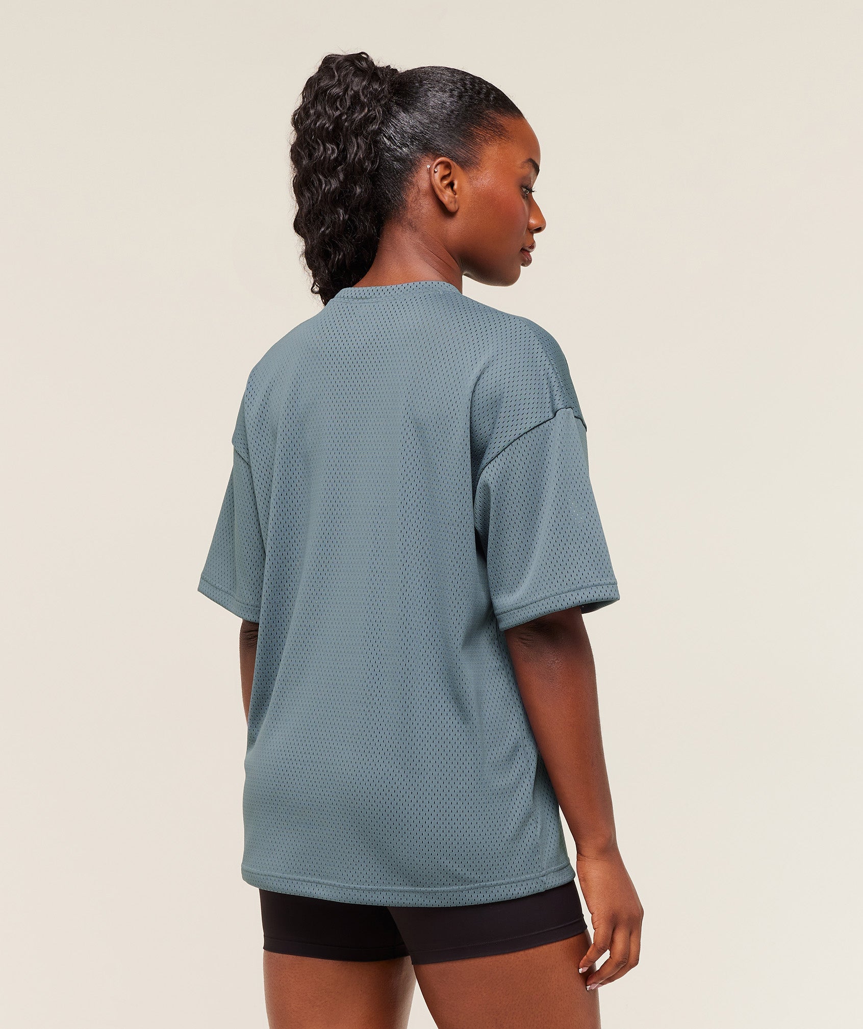 Gymshark Lifting Mesh Oversized Tee - Iron Blue