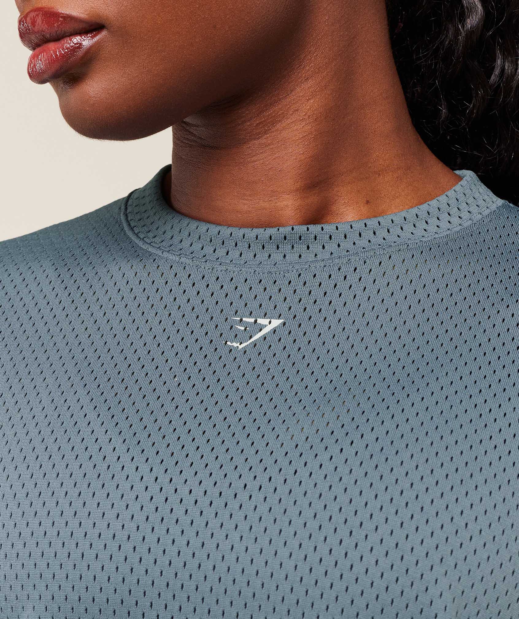 Gymshark Lifting Mesh Oversized Tee - Iron Blue