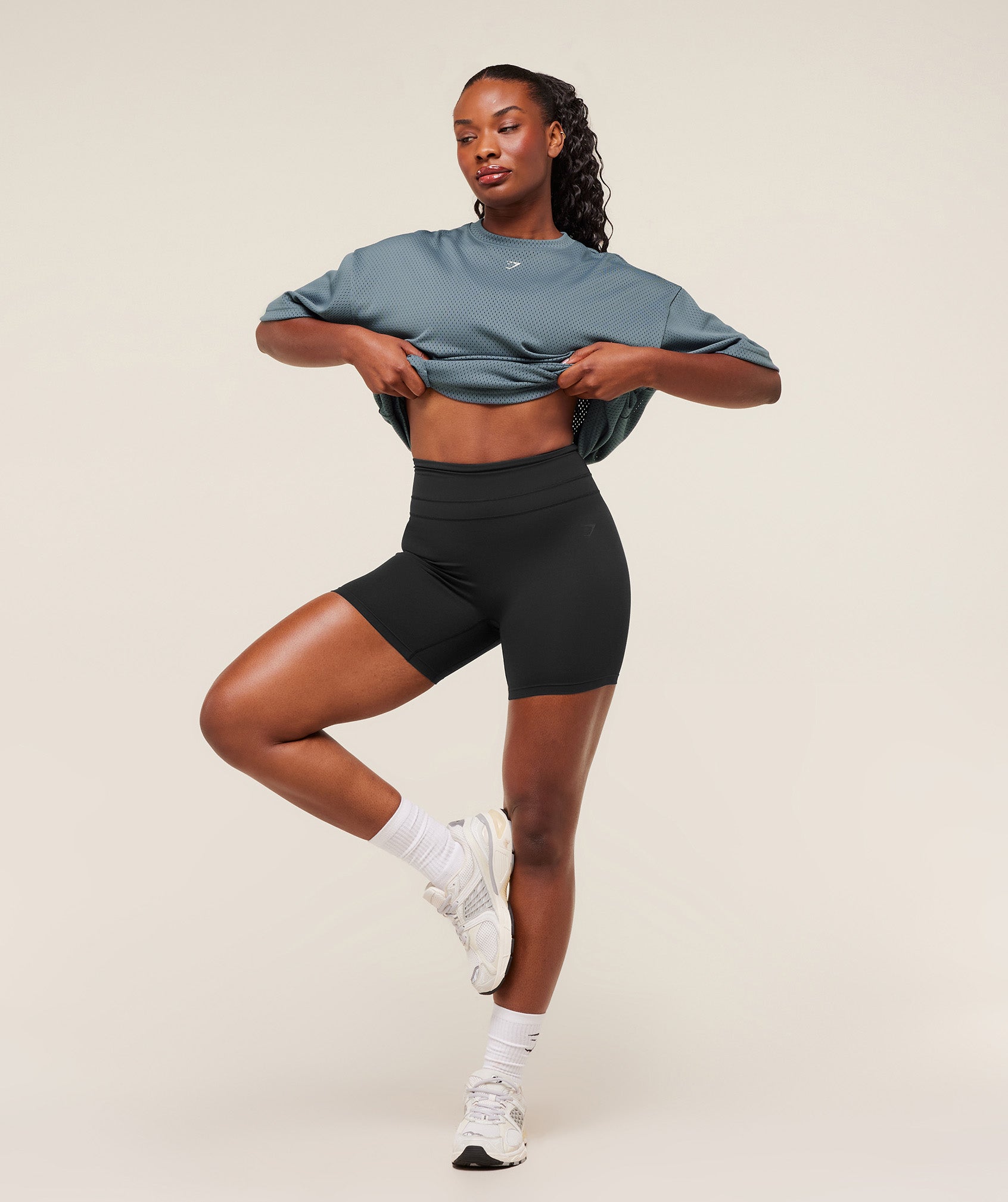 Gymshark Lifting Mesh Oversized Tee - Iron Blue