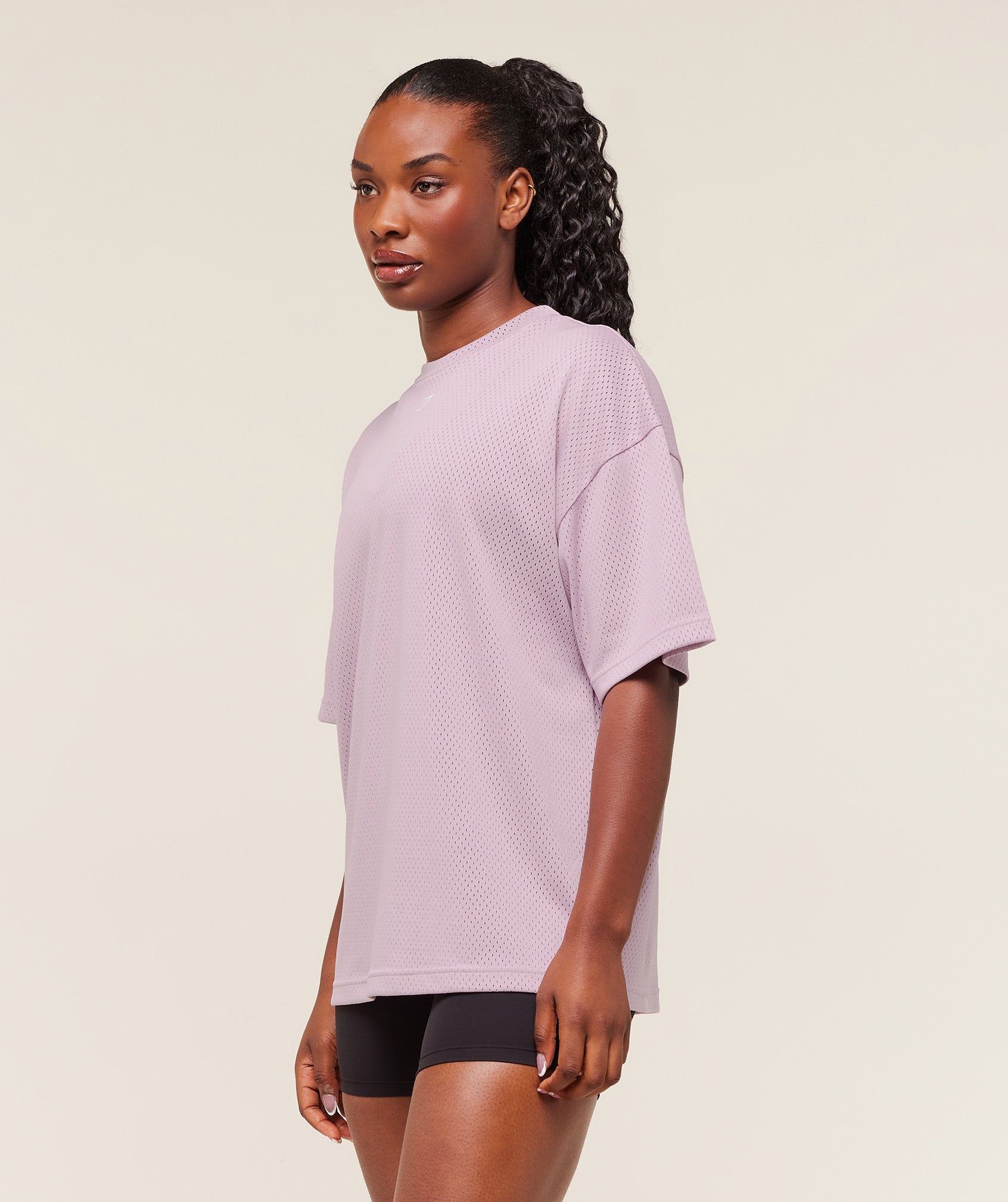 Gymshark Lifting Mesh Oversized Tee - Warm Lilac