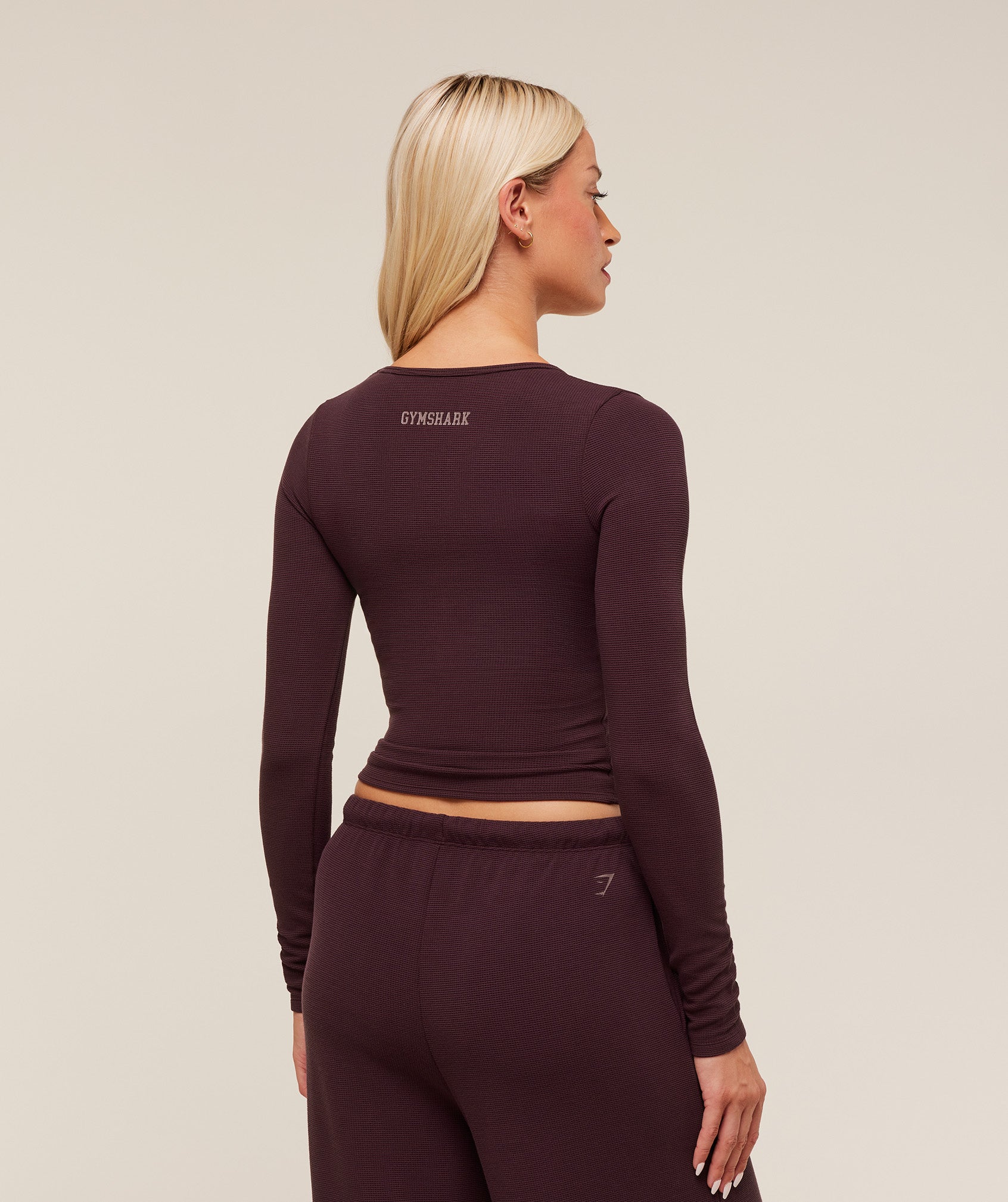 Gymshark Waffle Long Sleeve Top - Cherry Purple