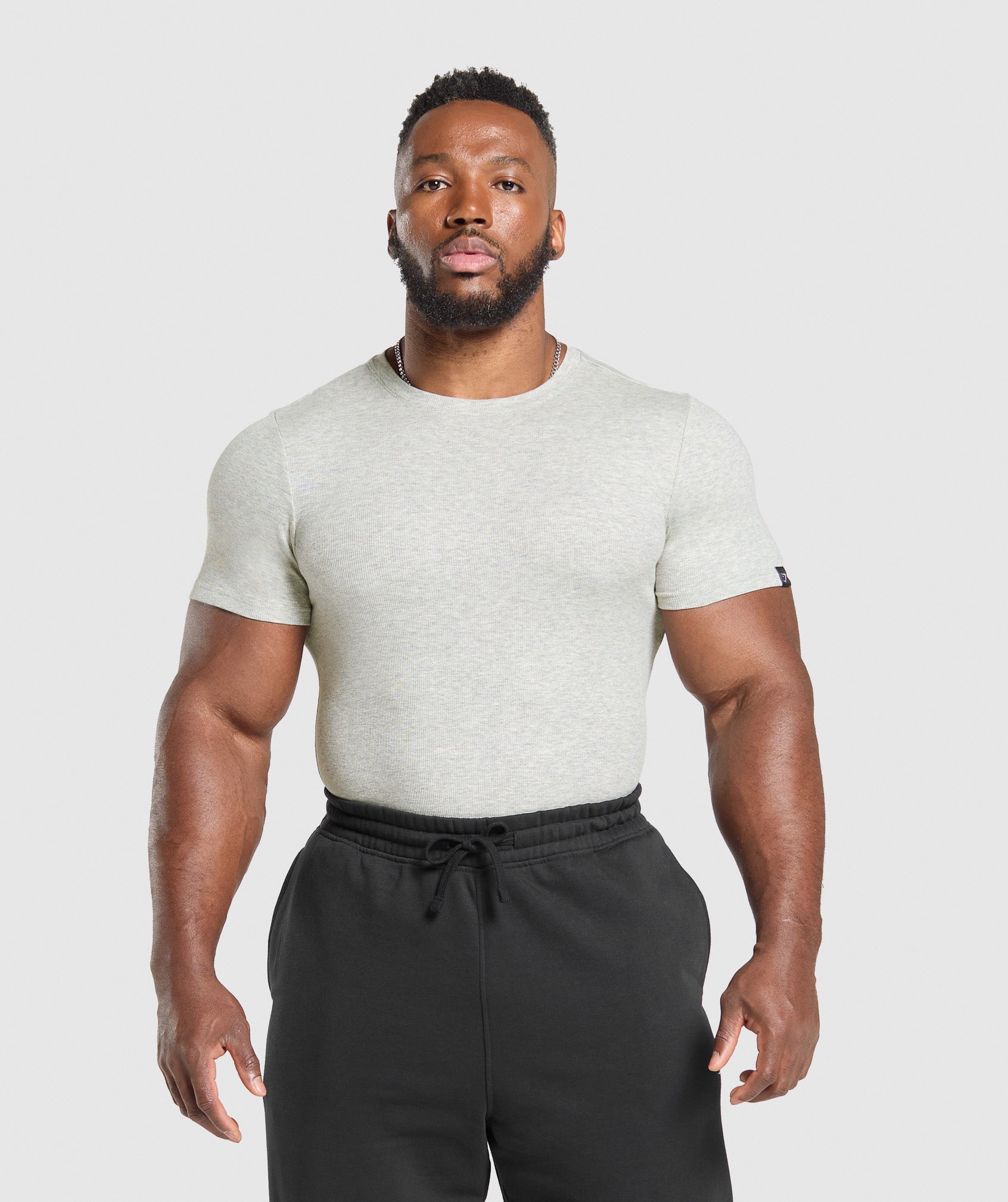 Gymshark Ribbed T-Shirt - Stone Grey Marl