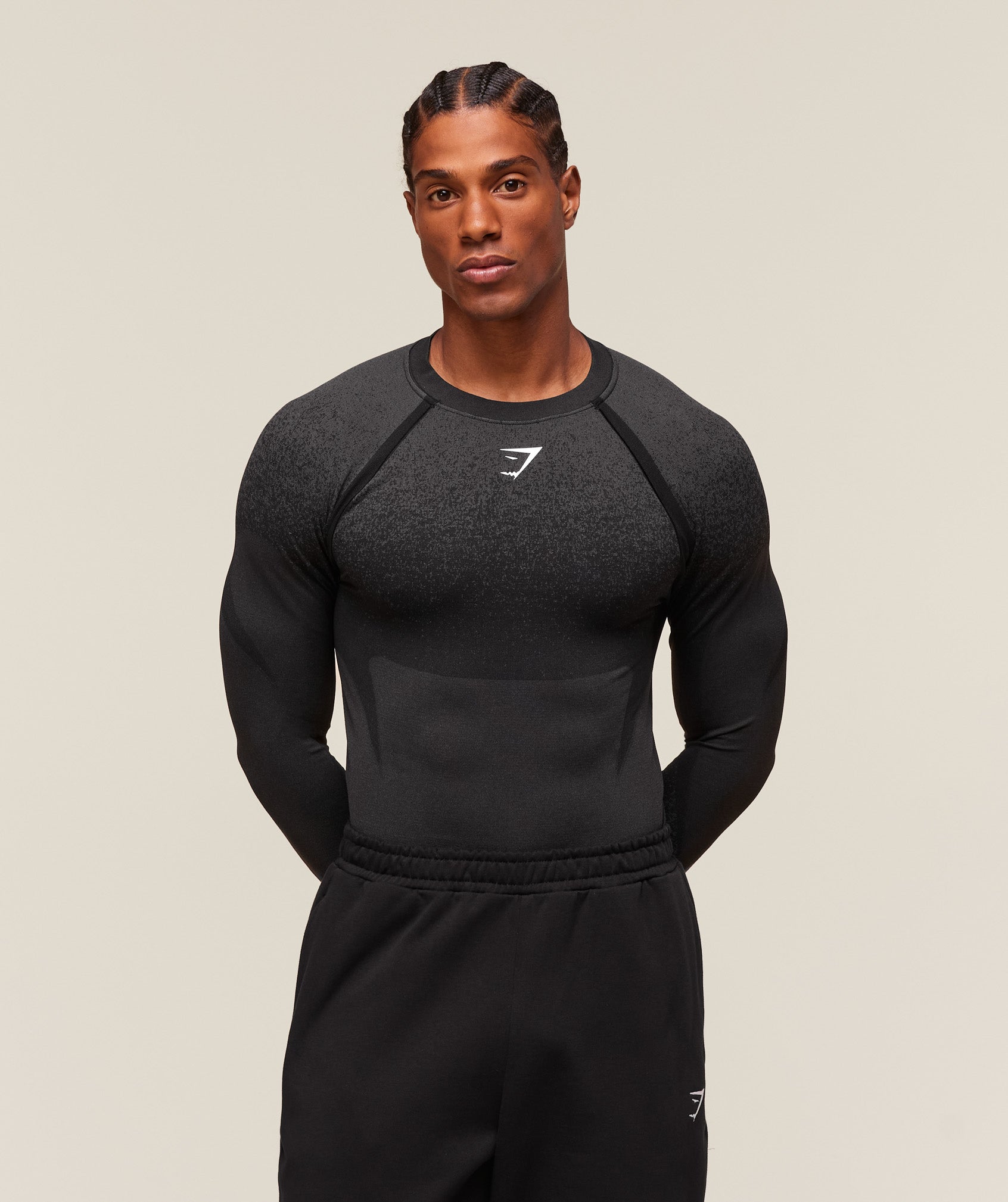 Gymshark Shadow Seamless Long Sleeve T-Shirt - Black