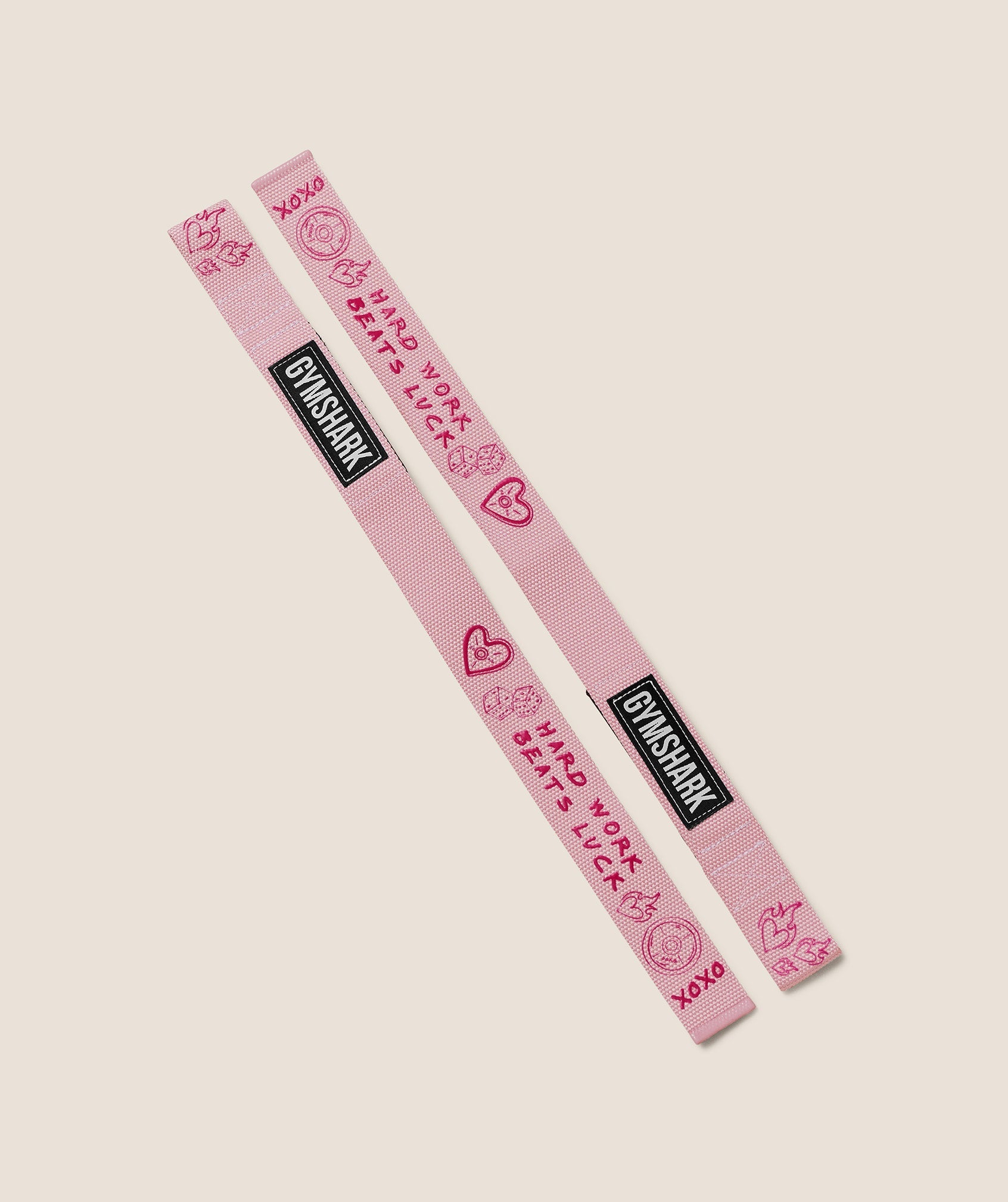Gymshark Graphic Silicone Lifting Straps - Cloud Pink