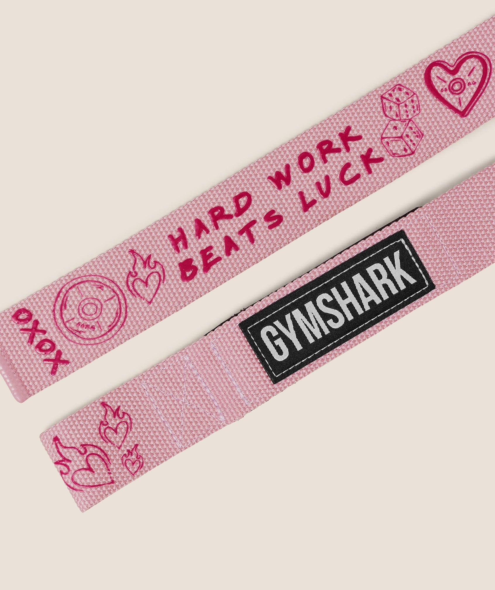 Gymshark Graphic Silicone Lifting Straps - Cloud Pink