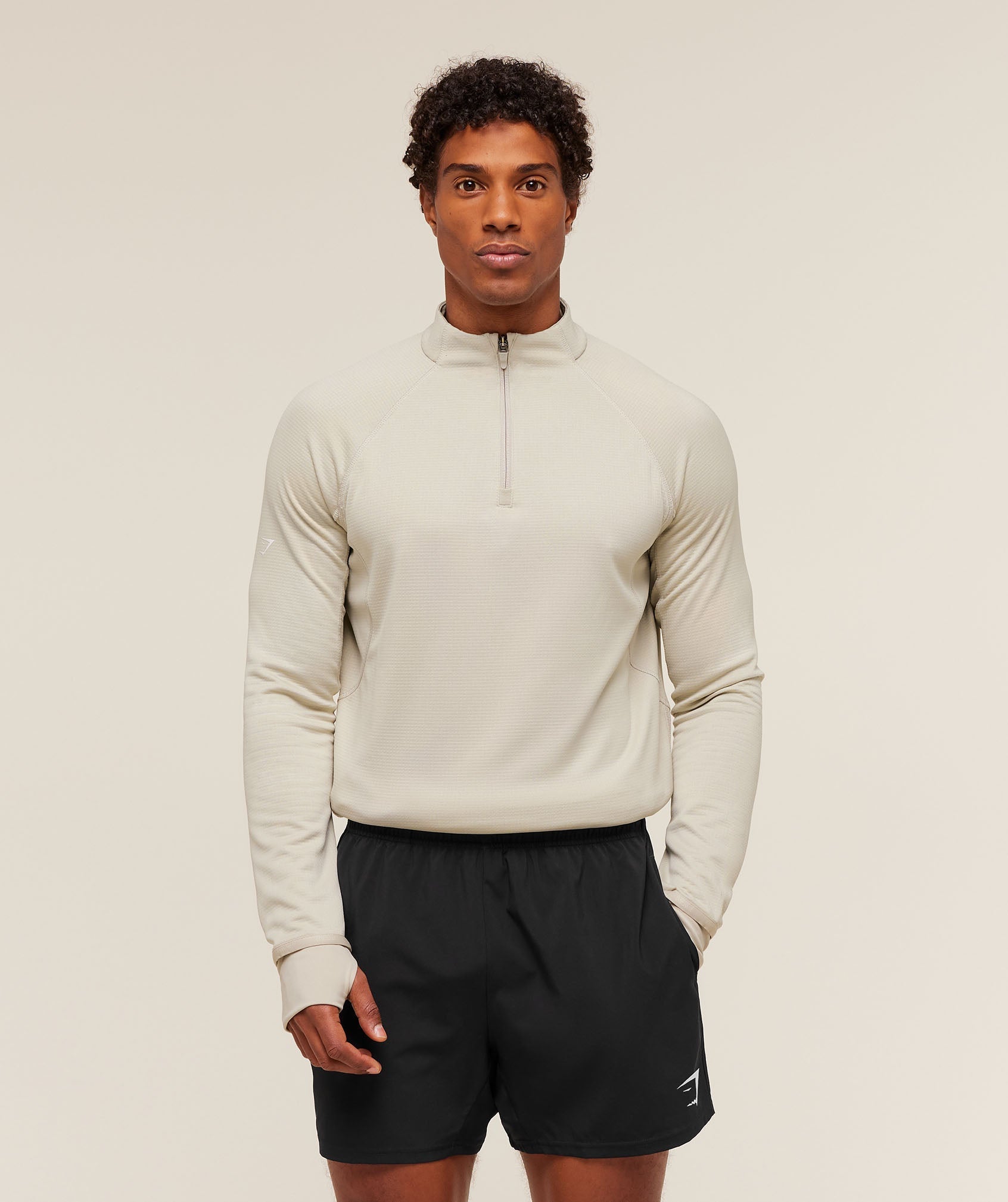 Gymshark Running 1/4 Zip - Pebble Grey