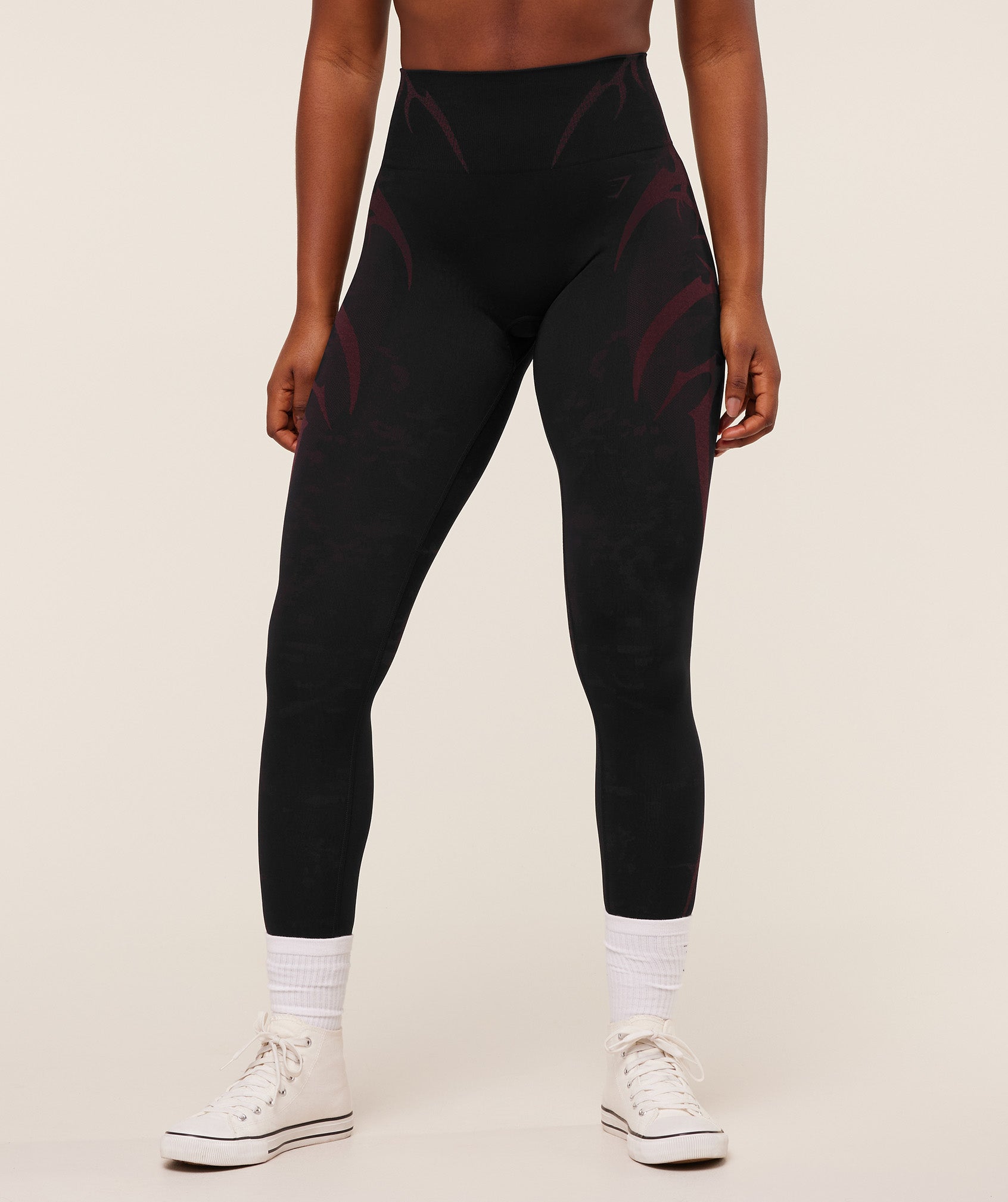 Gymshark Storm Seamless Leggings - Black/Rich Maroon