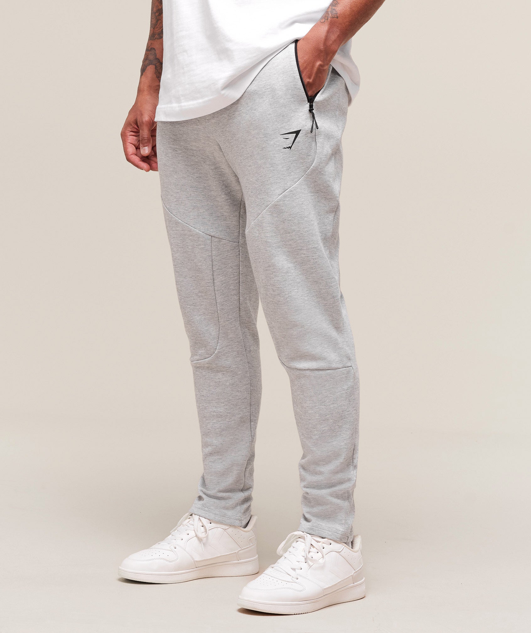 Gymshark Interlock Tech Joggers - Light Grey Core Marl