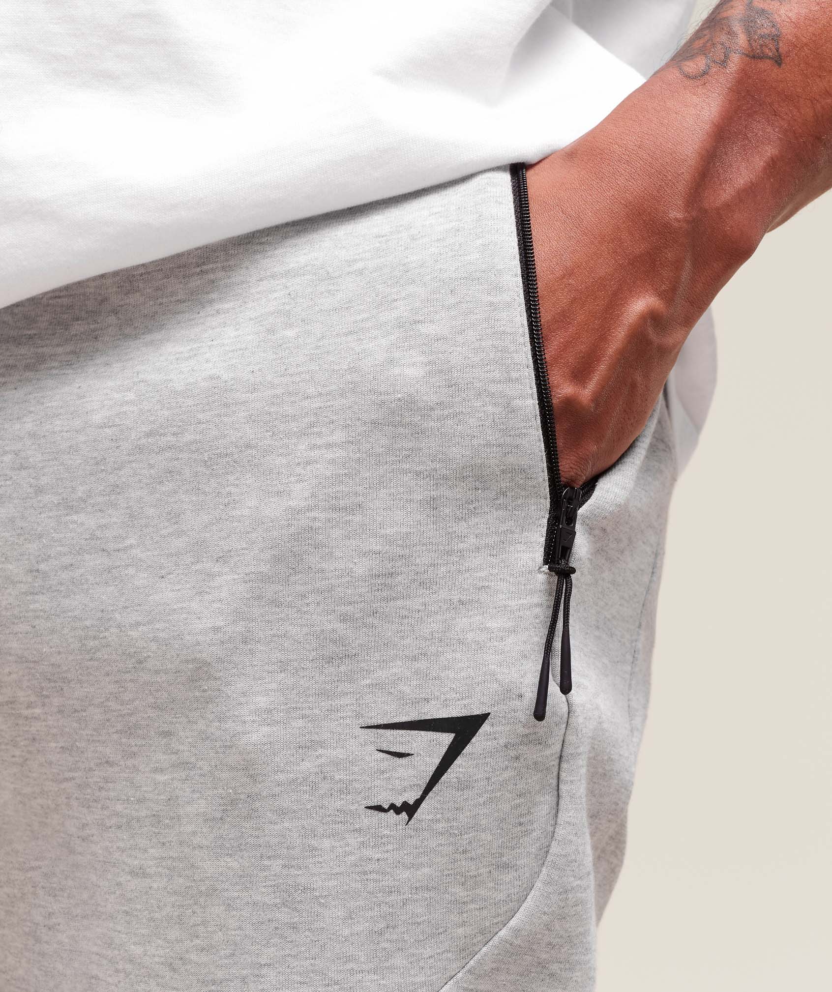 Gymshark Interlock Tech Joggers - Light Grey Core Marl
