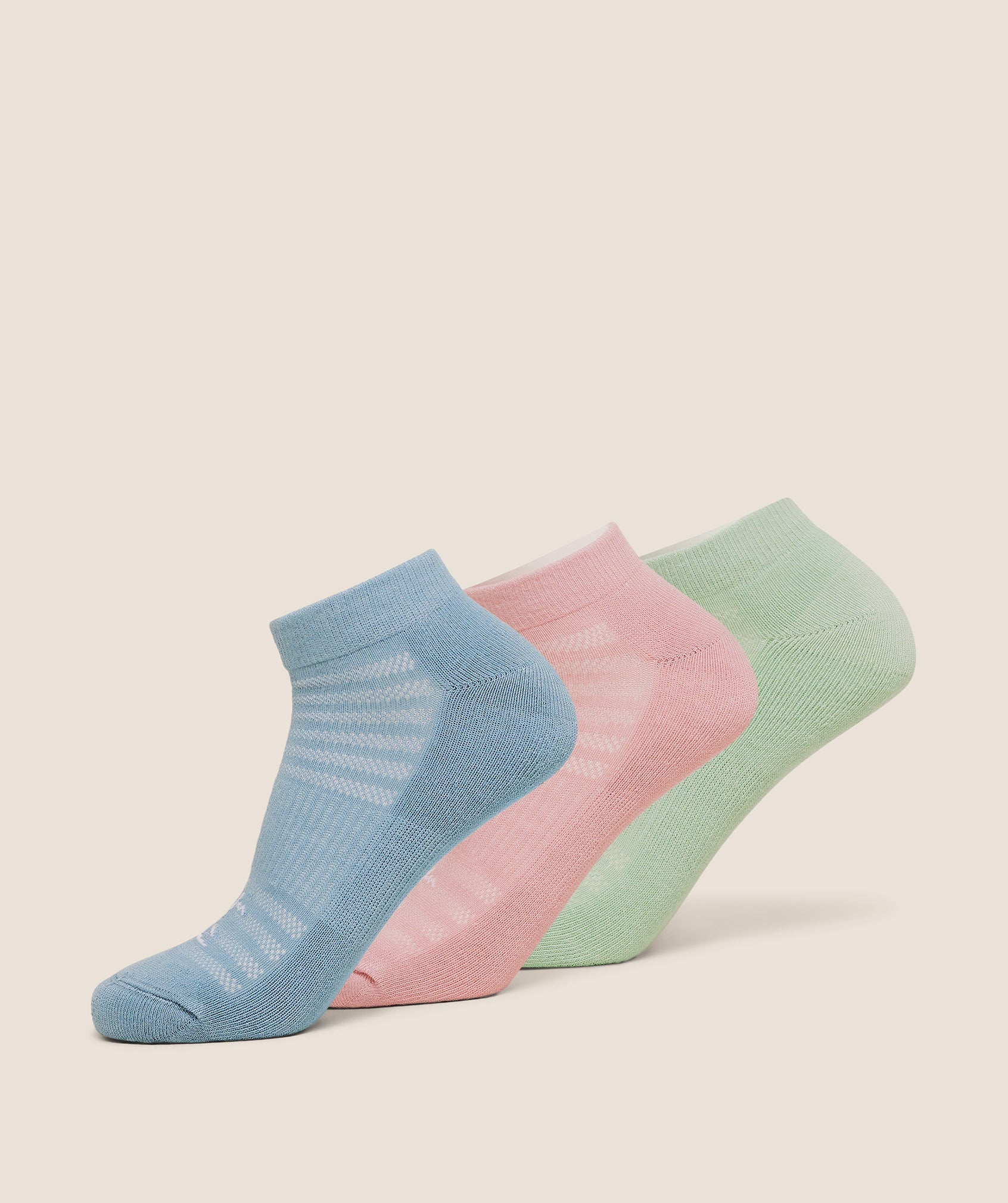 Gymshark Trainer Socks 3pk - Bench Blue/Cloud Pink/Clay Green