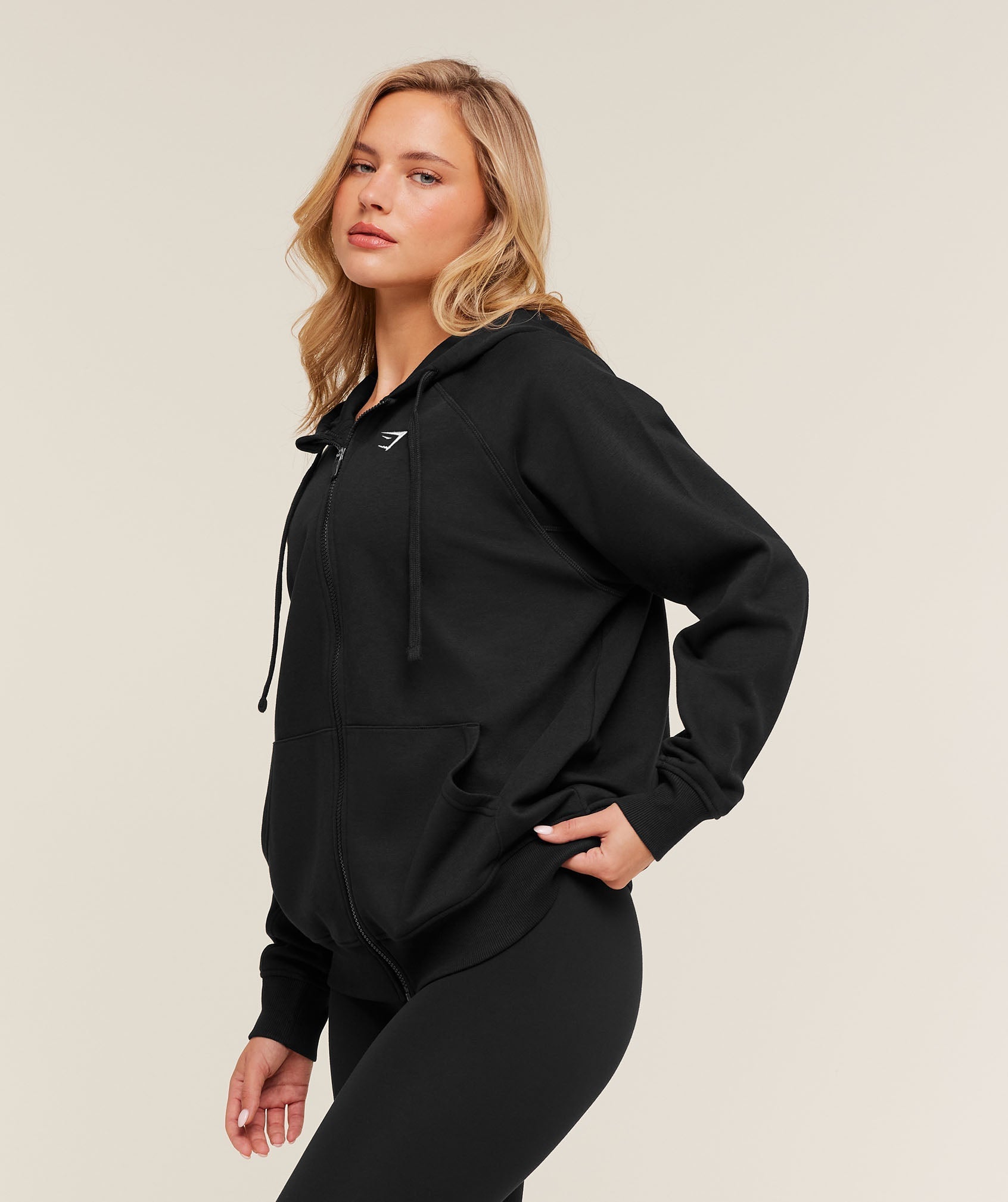 Gymshark Training Fleece Oversized Zip Hoodie - GS Black