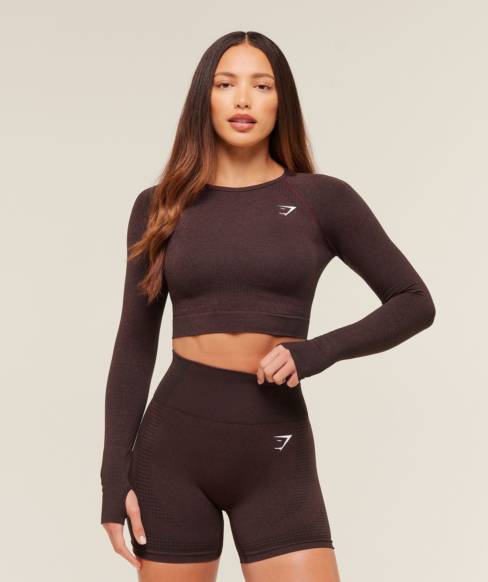Gymshark Vital Crop Top - Rich Maroon/Marl