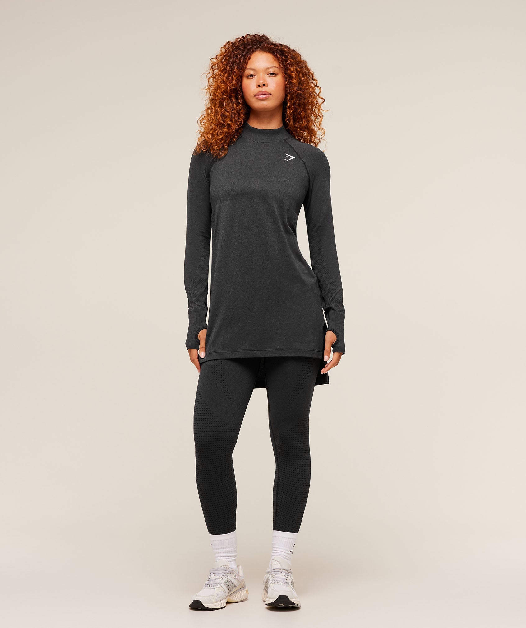 Gymshark Vital Long Line Top - Black Marl