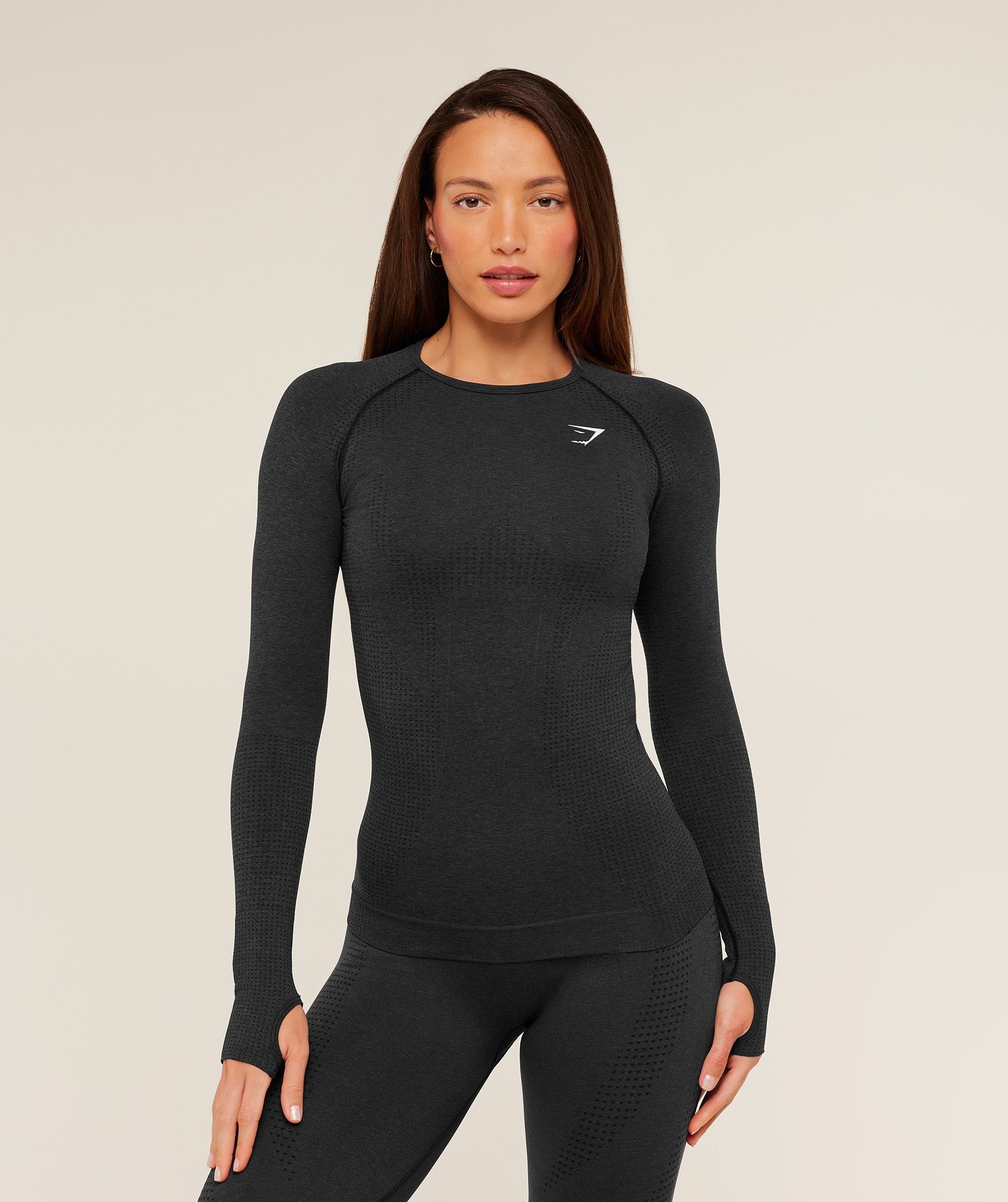 Gymshark Vital Long Sleeve Top - Black Marl