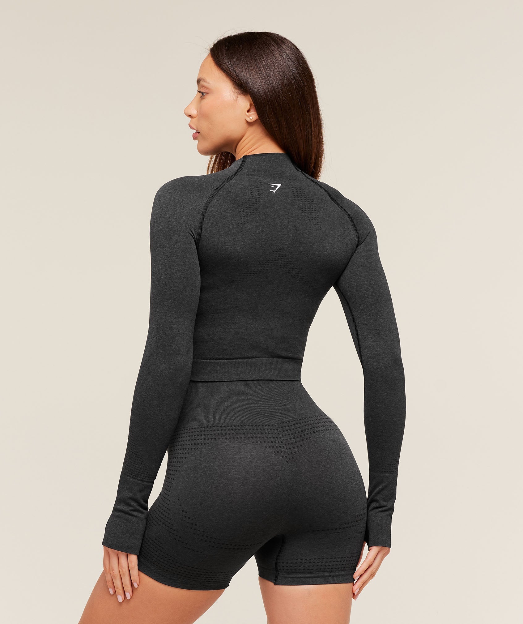 Gymshark Vital Midi Zip Up Jacket - Black Marl