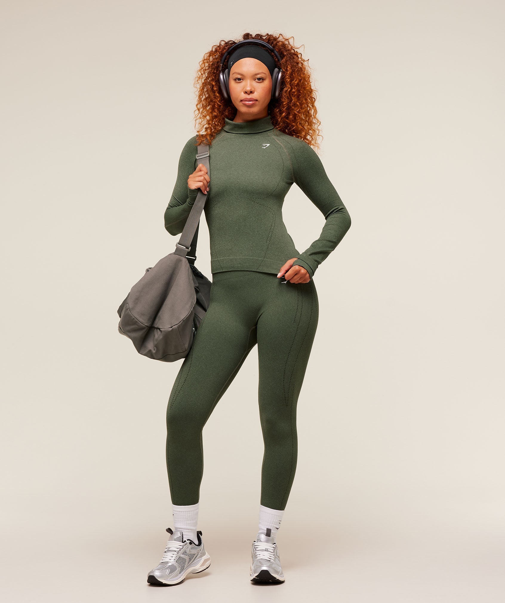 Gymshark Vital Warm Long Sleeve Top - Base Green/Marl