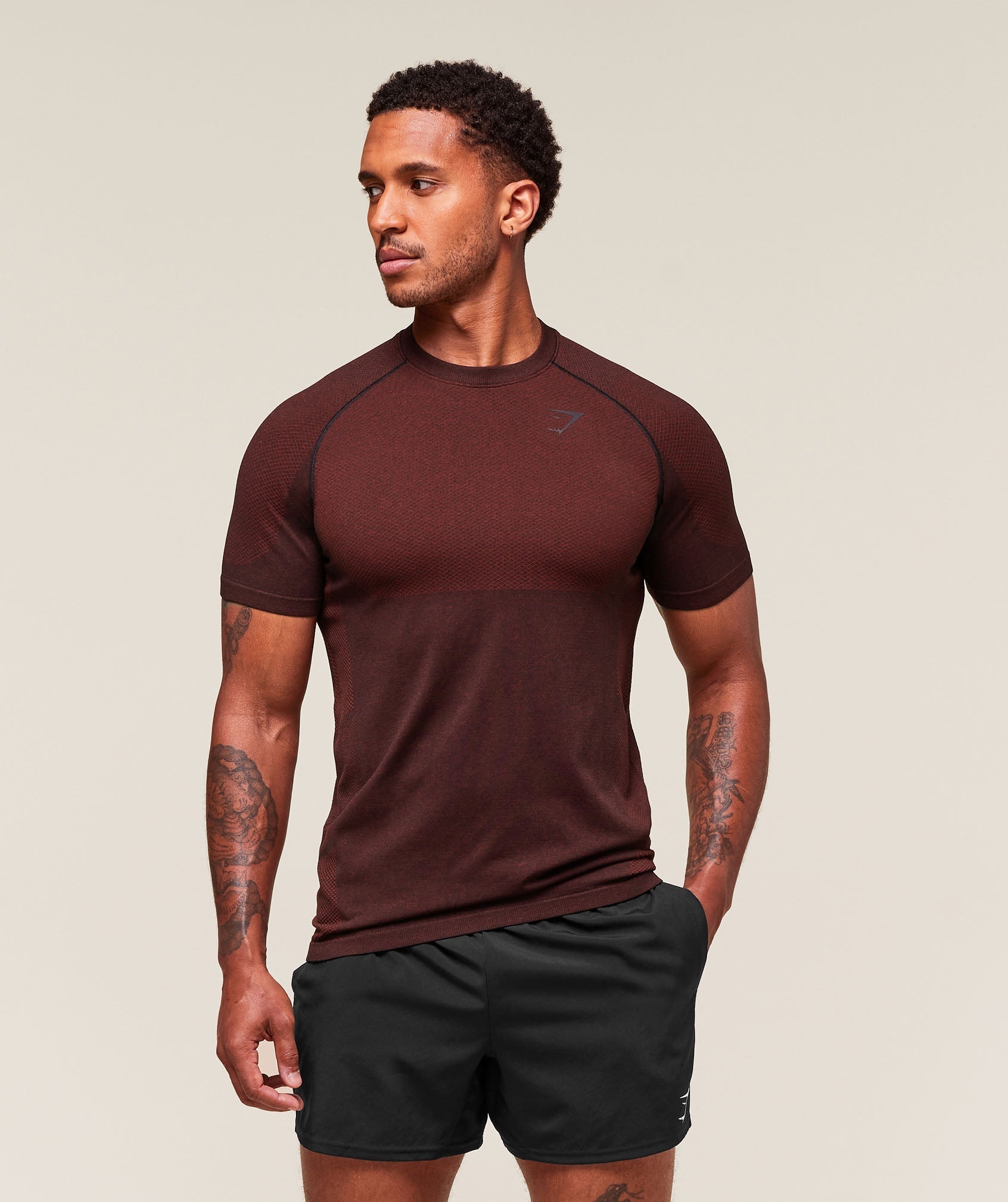 Gymshark Vital Seamless T-Shirt - Black/Sets Red